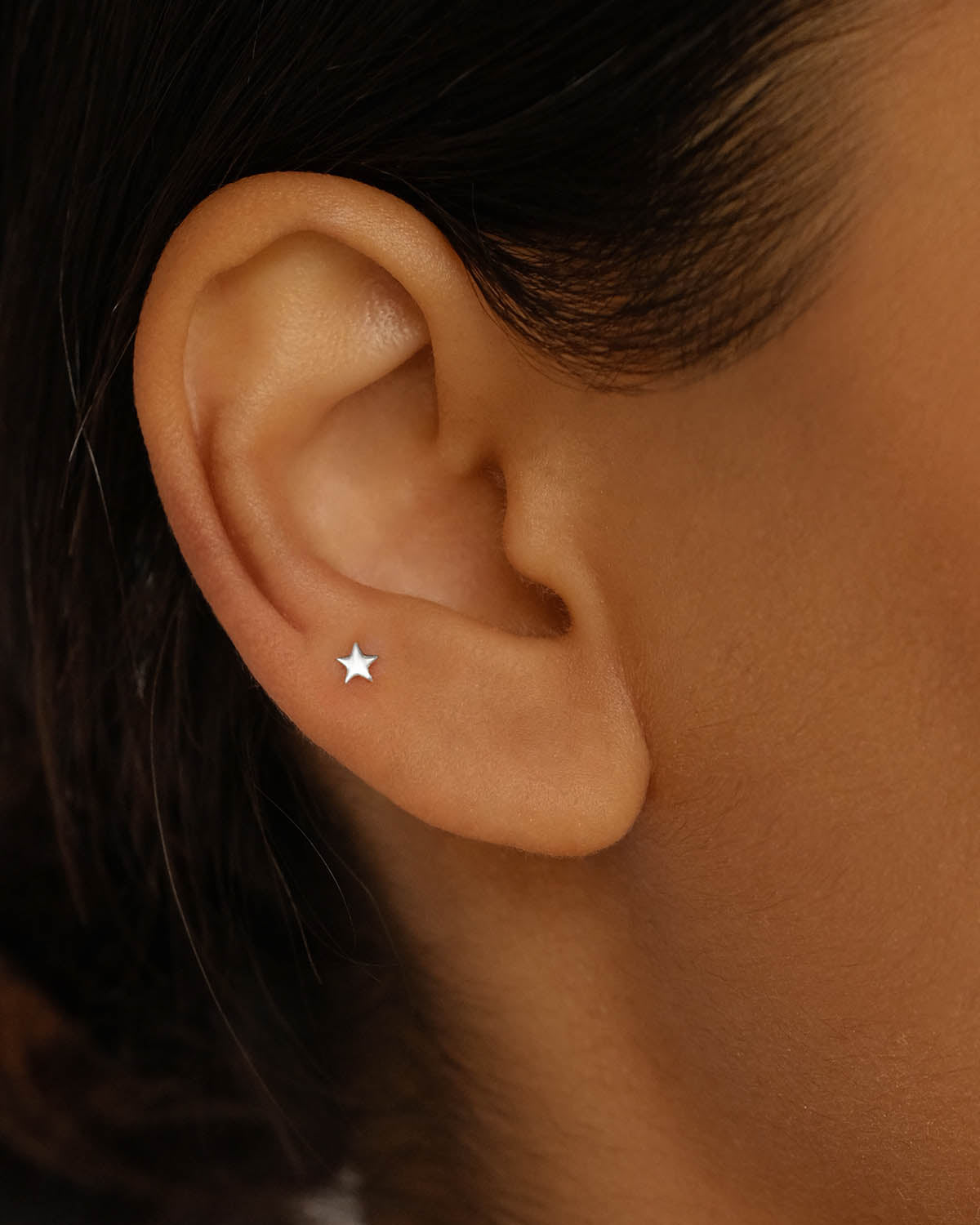 14K Solid White Gold Stellar Cartilage Flatback Earring - Dainty Cartilage Piercing Jewelry for Women - Perfect for Everyday Wear & Special Occasions
