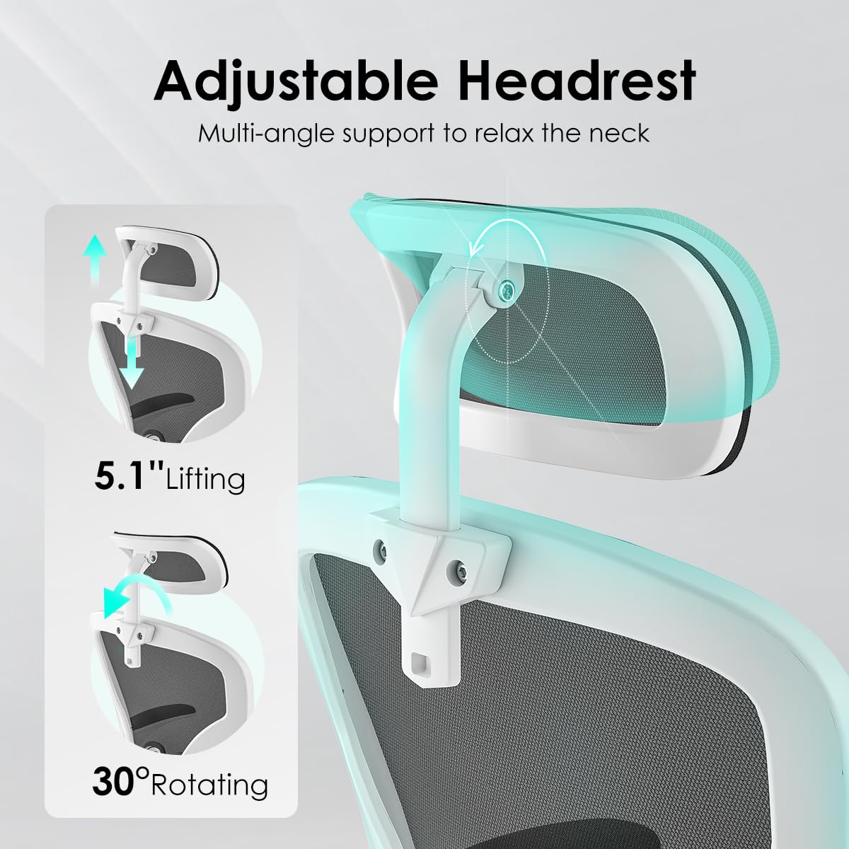 Farini Ergonomic Office Chair - Adjustable High Back Computer Desk Chair with Headrest, Lumbar Support & Flip-Up Armrests for Home Office, Study, Bedroom (White/Black) - Perfect for Long Work Hours, Gaming & Remote Work