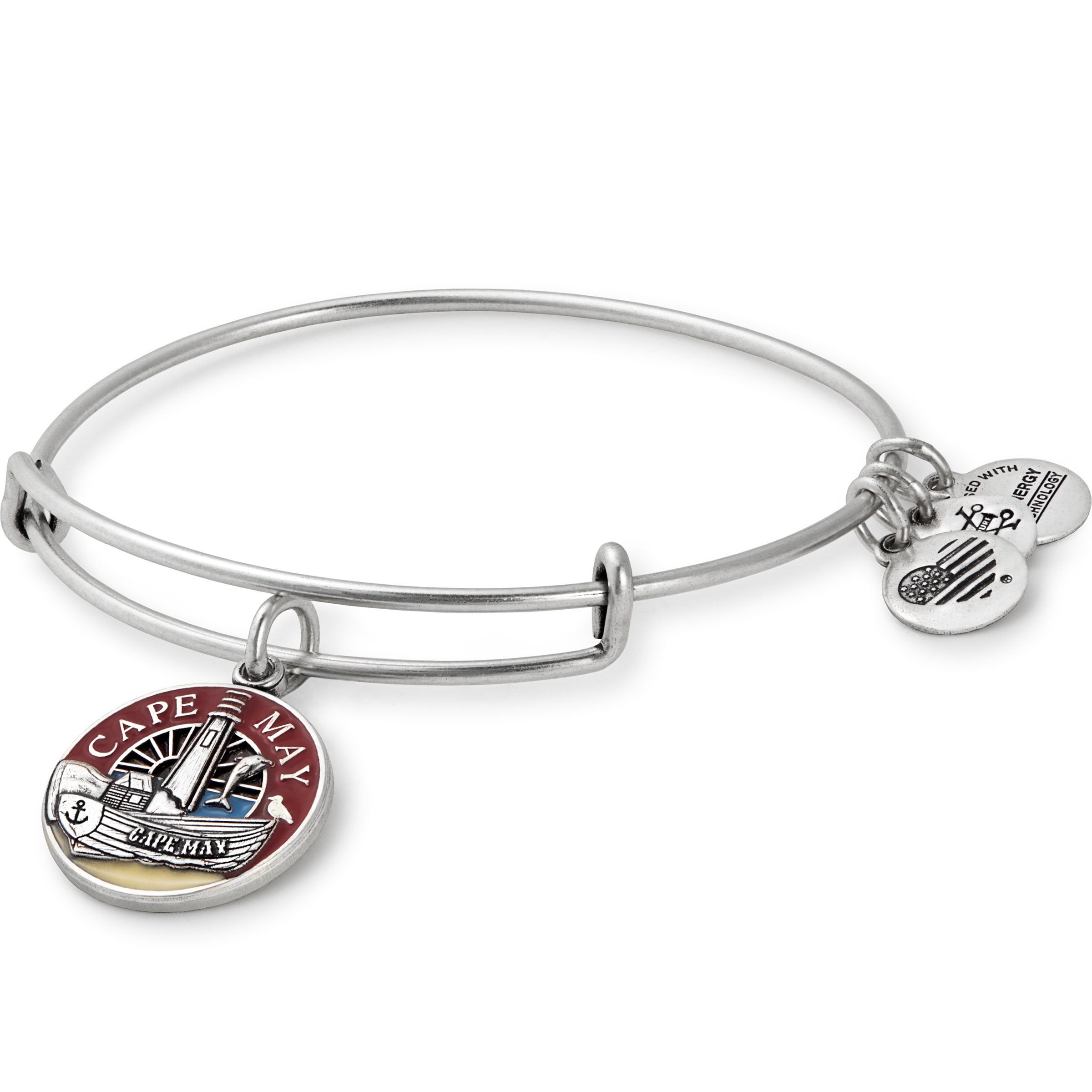 Cape May Charm Bangle Bracelet for Women - Elegant Adjustable Silver Jewelry Gift for Mom, Sister, Wife - Perfect for Weddings, Parties & Everyday Wear