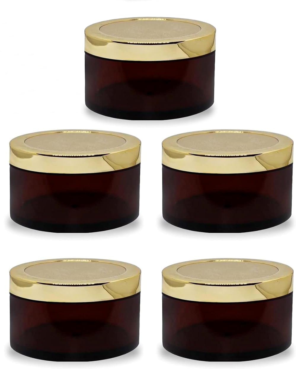 BPA-Free Acrylic Cosmetic Jars with Golden Lid - 50g Leak-Proof Airtight Containers for Creams, Gels, Body Scrubs, Lip Balms & Makeup (Pack of 5) - Perfect for DIY Beauty Products, Travel & Salon Storage