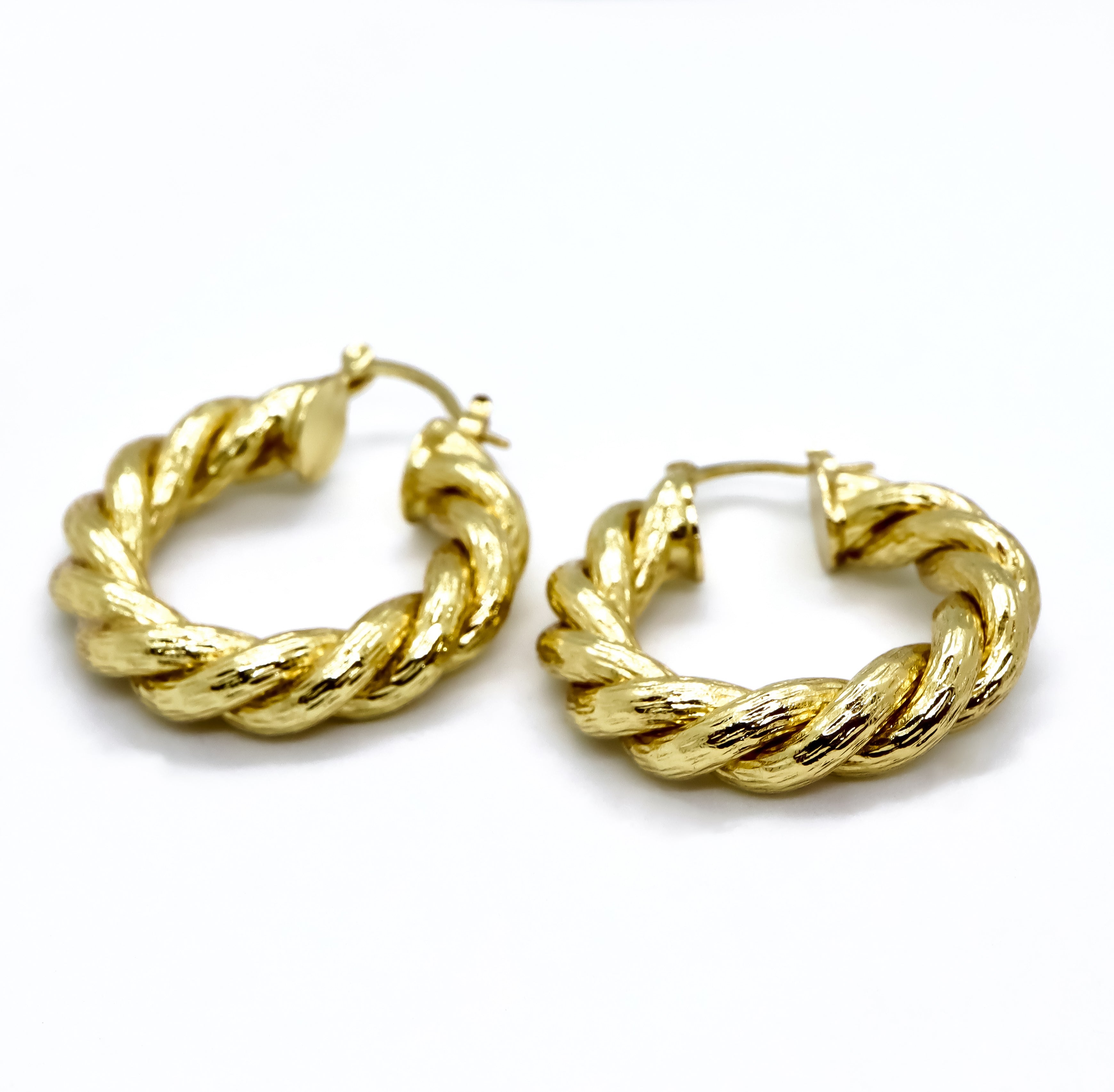 18K Gold Plated Twisted Hoop Earrings for Women - Elegant Dangle Earrings for Party, Wedding & Everyday Wear