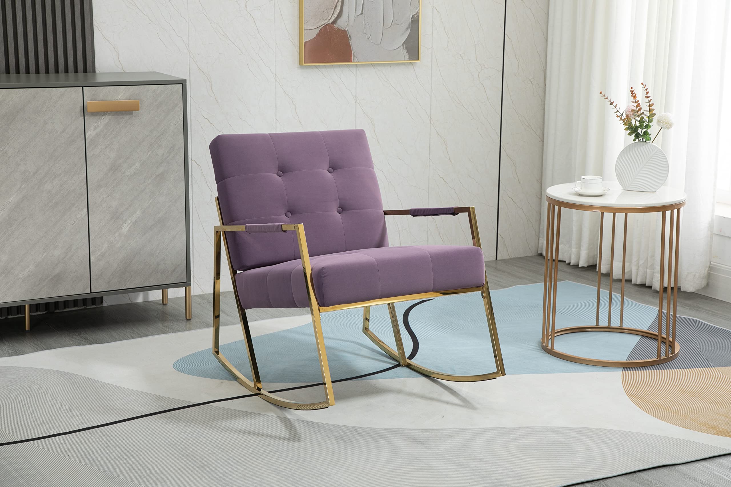 Modern Accent Chair with Comfortable Rocking Design & Stainless Steel Legs - Perfect for Living Room, Bedroom, or Nursery Relaxation