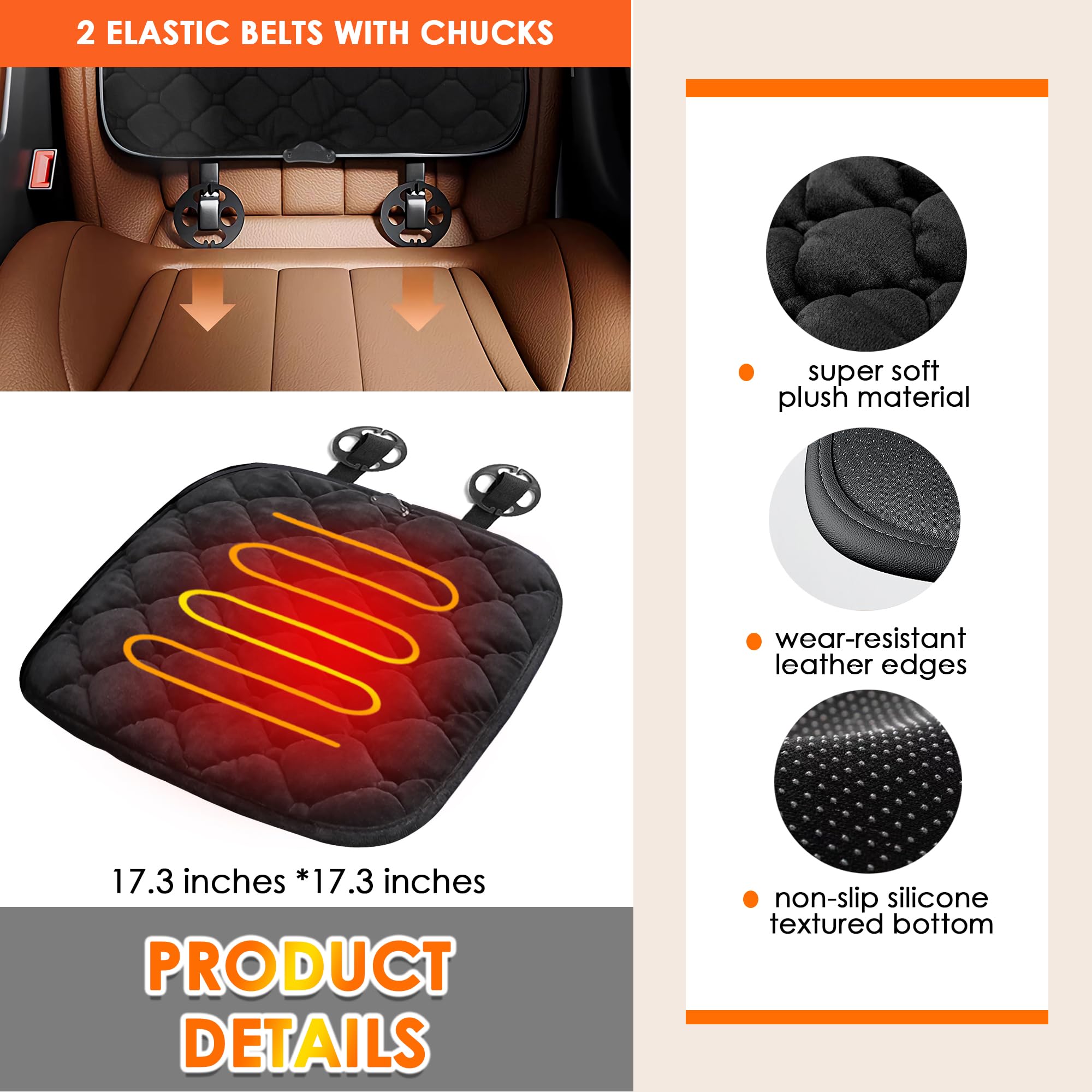 Universal Plush Car Seat Cushion - Warm & Comfortable Winter Car Seat Pad for Driving - Fits Car, Truck, SUV, Van & Office Chairs - Home & Outdoor Use (Black, 1PC) - Perfect for Cold Weather Commutes & Long Road Trips
