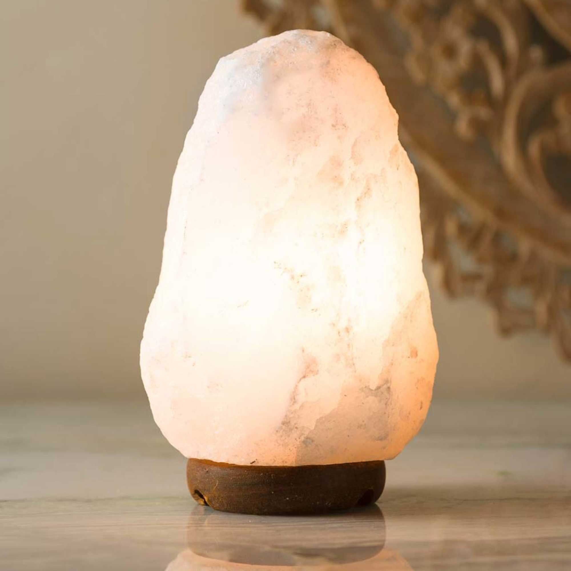 12V 12W 2-3Kg Himalayan White Salt Lamp - Natural Crystal Rock Shape, Unique Night Light for Bedroom, Yoga Studio & Relaxation - Air Purifier & Mood Enhancer