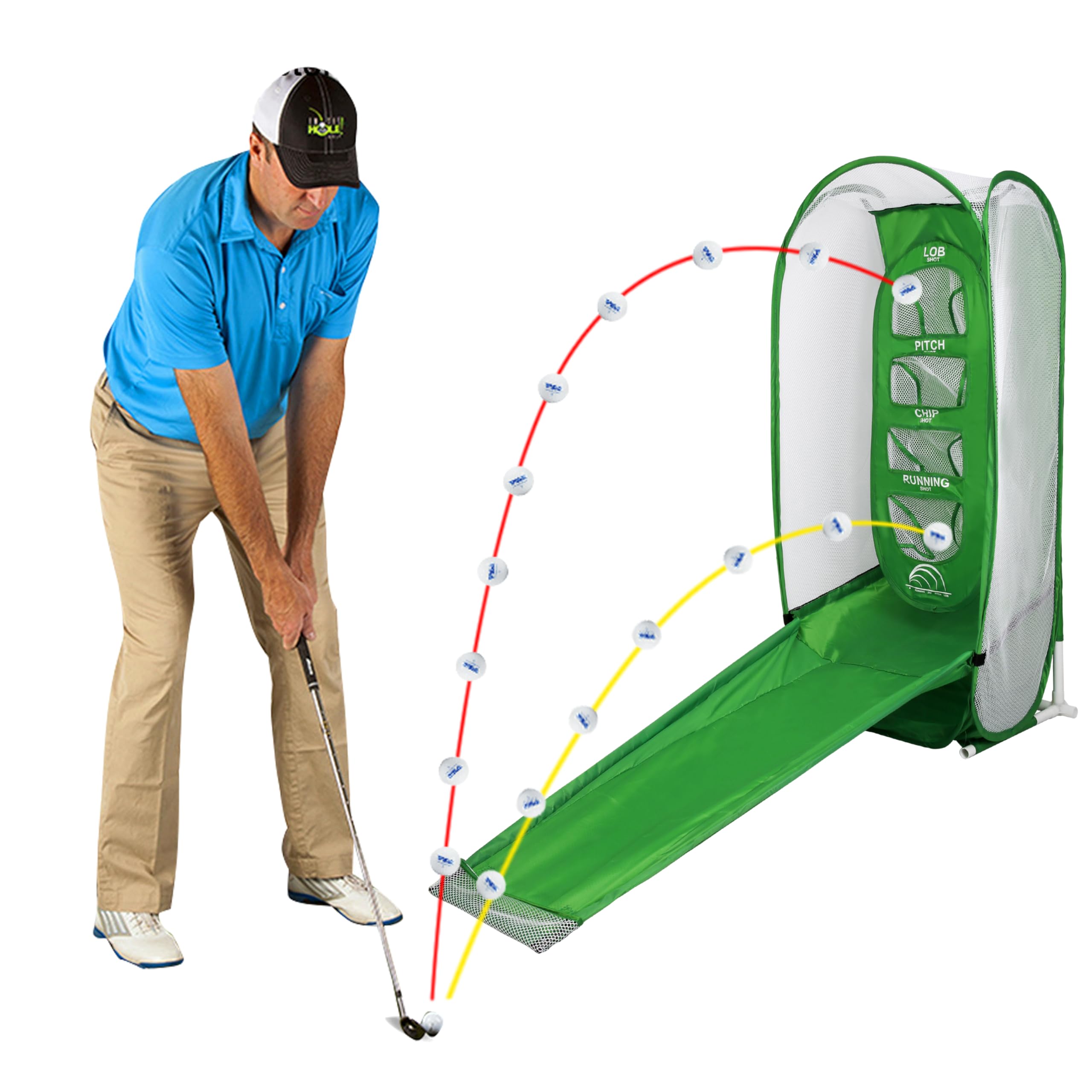 PGM Golf Practice Net with 4 Targets (Lob, Pitch, Chip, Running) - Professional Backyard Driving Range Net for Swing & Chipping Training | Indoor & Outdoor Golf Accessories | Perfect Golf Gift for Men & Women | Improve Your Game at Home, Office or Driving Range