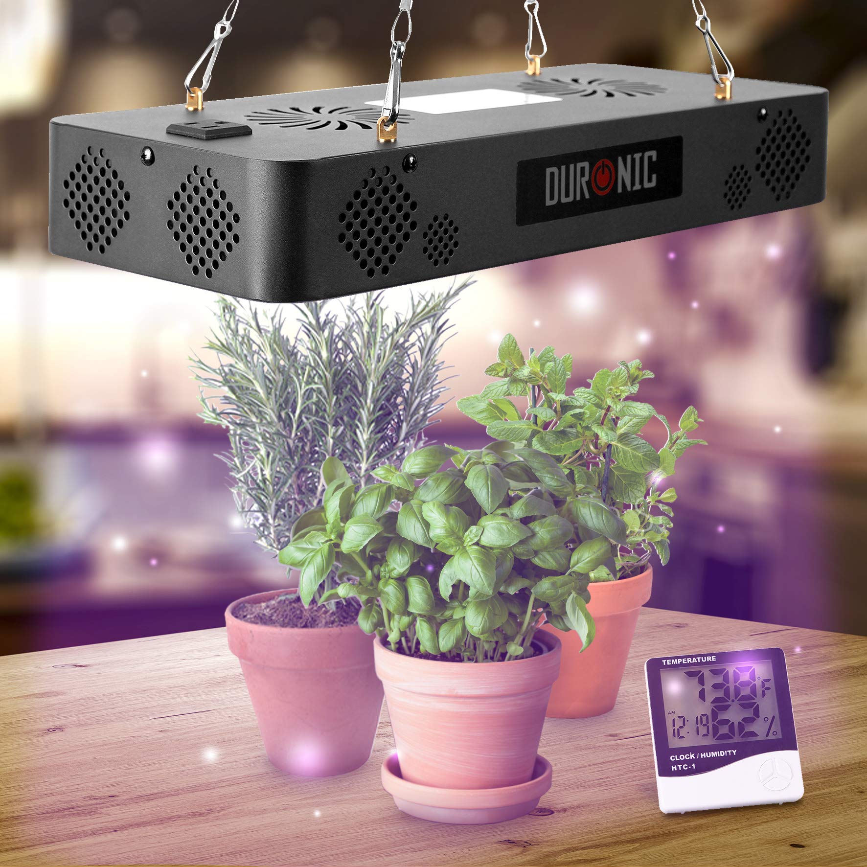 Duronic GLH60 Hanging Grow Light - 60x LED Full Spectrum Plant Light for Indoor Gardens (White, Red, Blue) | Dual Mode (Veg & Bloom) with Heat Dissipation | 600W Equivalent Hydroponic Lighting for Herbs, Vegetables & Flowers - Perfect for Home Gardening, Greenhouses & Indoor Farming