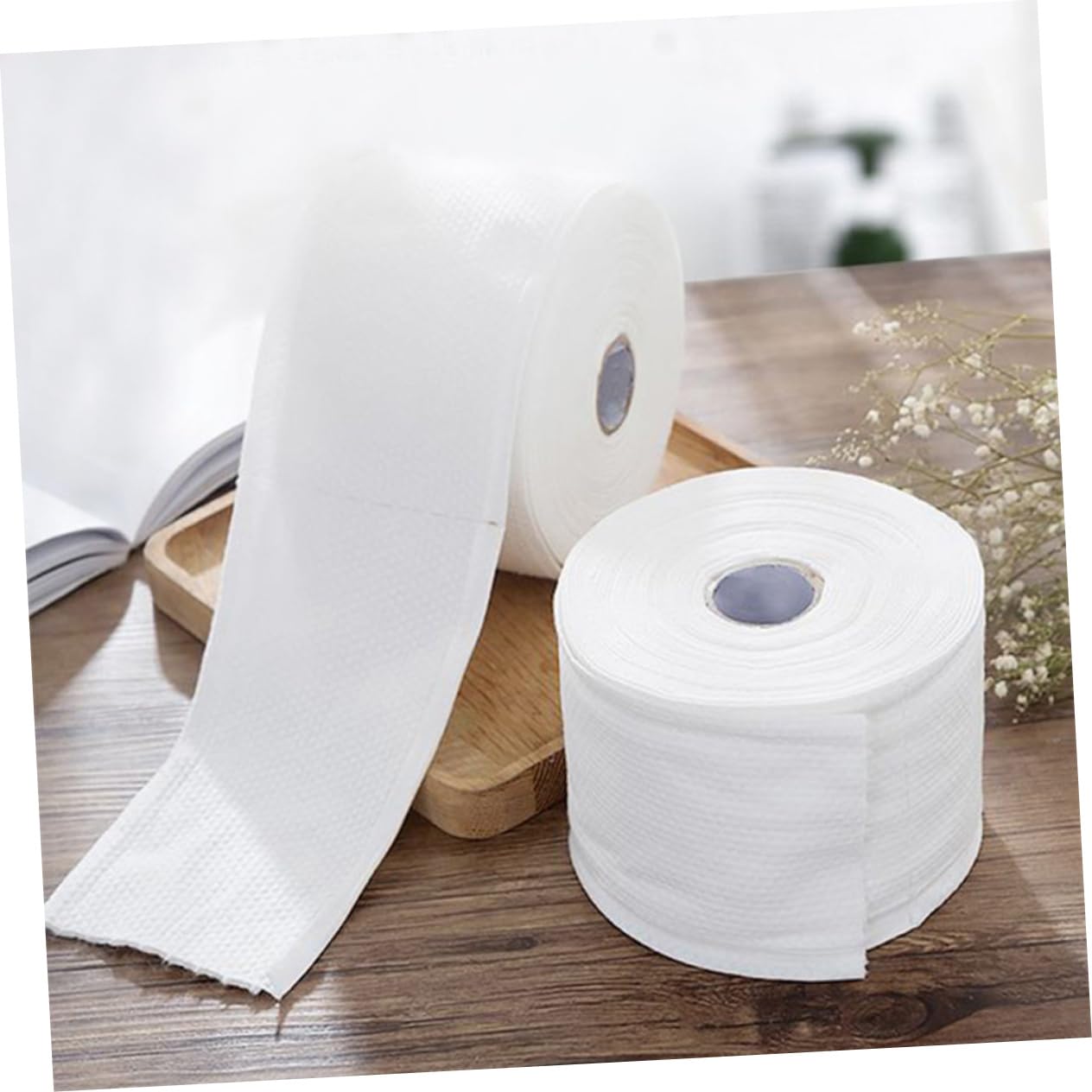 6 Rolls Face Towel Makeup Remover Wipes - Dry & Wet Cleansing Tissues for Gentle Skin Care - Perfect for Travel, Gym & Daily Makeup Removal (White)