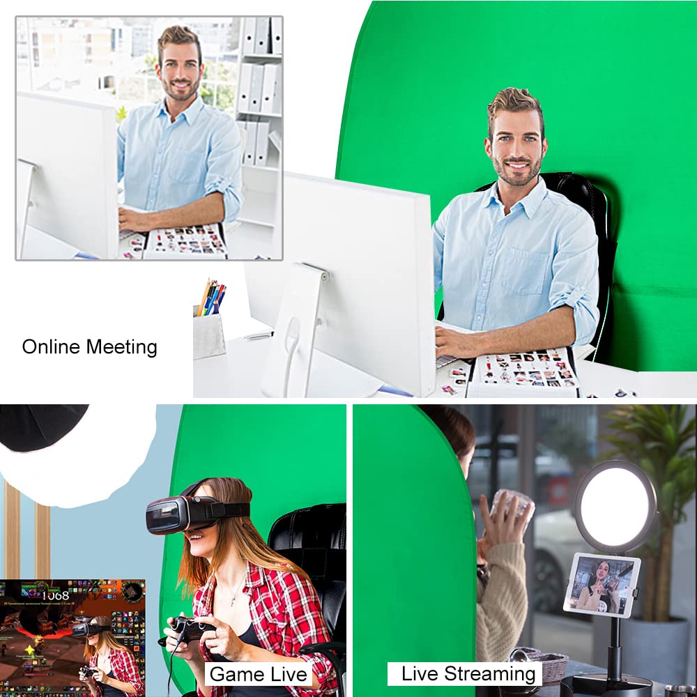 59-inch Portable Green Screen Chair with Stand - Double Sided Foldable Chroma Key Backdrop for Video Chats, Meetings, Photography & Live Streaming | Perfect for Zoom Calls, Gaming Streams & Professional Video Production