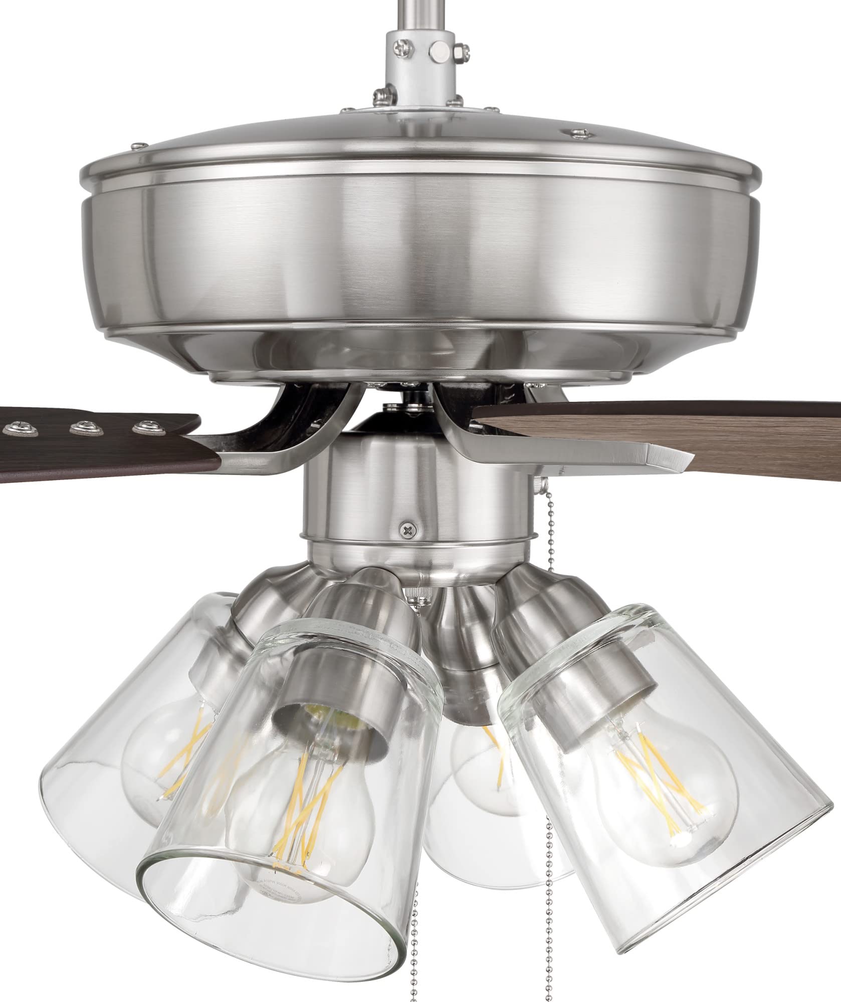 Craftmade P104ESP5-52ESPWLN 52-Inch Indoor Ceiling Fan with LED Light Kit, 5 Reversible Espresso/Walnut Blades, Pull Chain Control - Perfect for Living Room, Bedroom, and Office Spaces