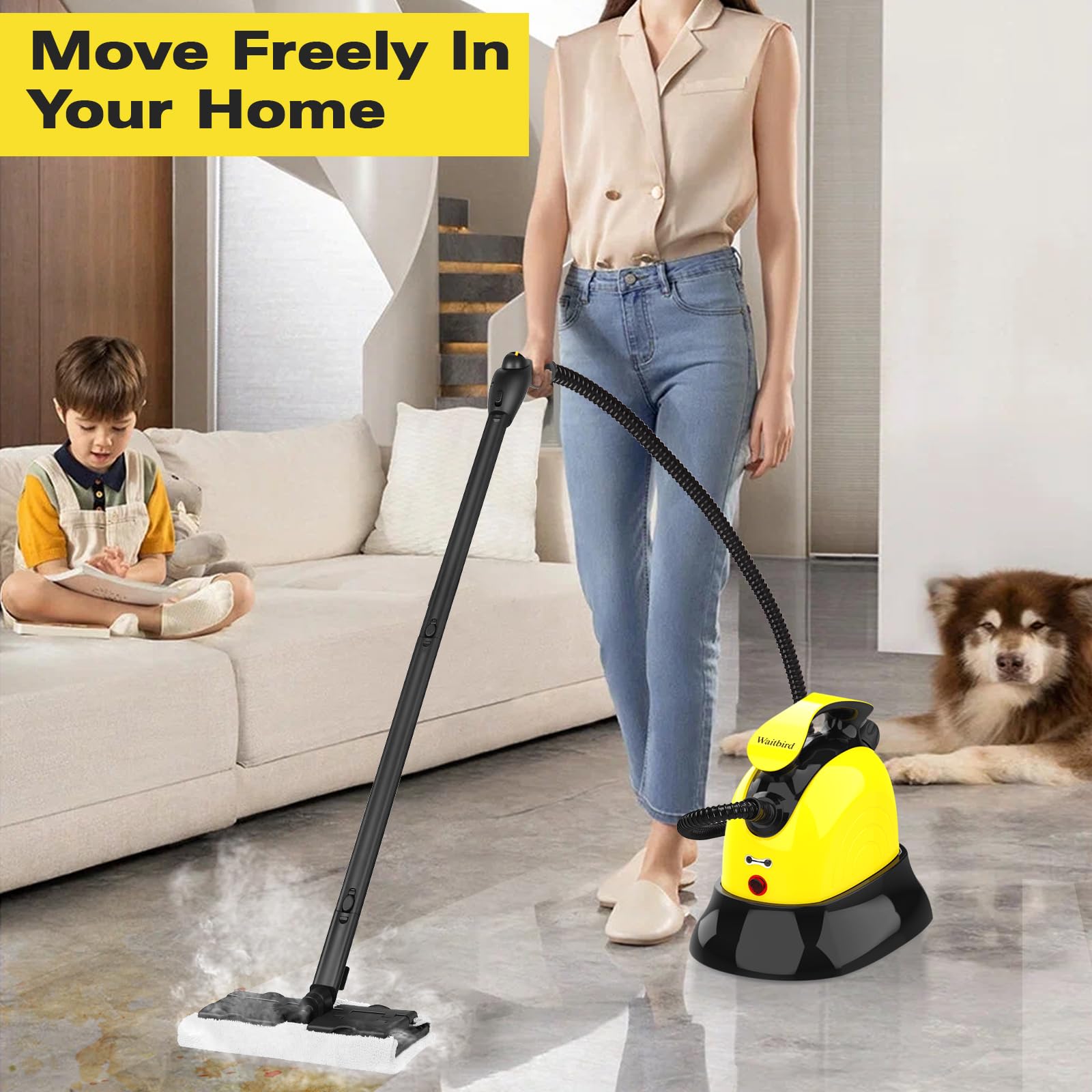 Steam Cleaner Base with Removable Design - Easy Assembly & Mobility for Floor Protection - Black | Ideal for Home Cleaning & Hardwood Floor Care