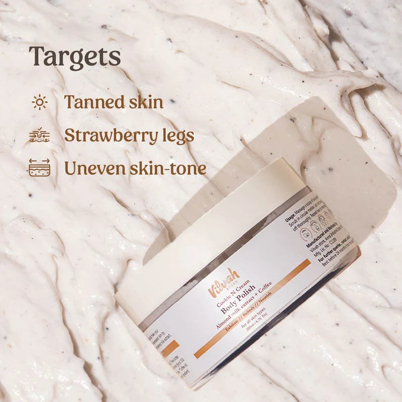 Cookie n Cream Body Polish for Strawberry Skin - Exfoliating Scrub for Smooth & Glowing Skin | Perfect for Dry Skin & Body Care Routine