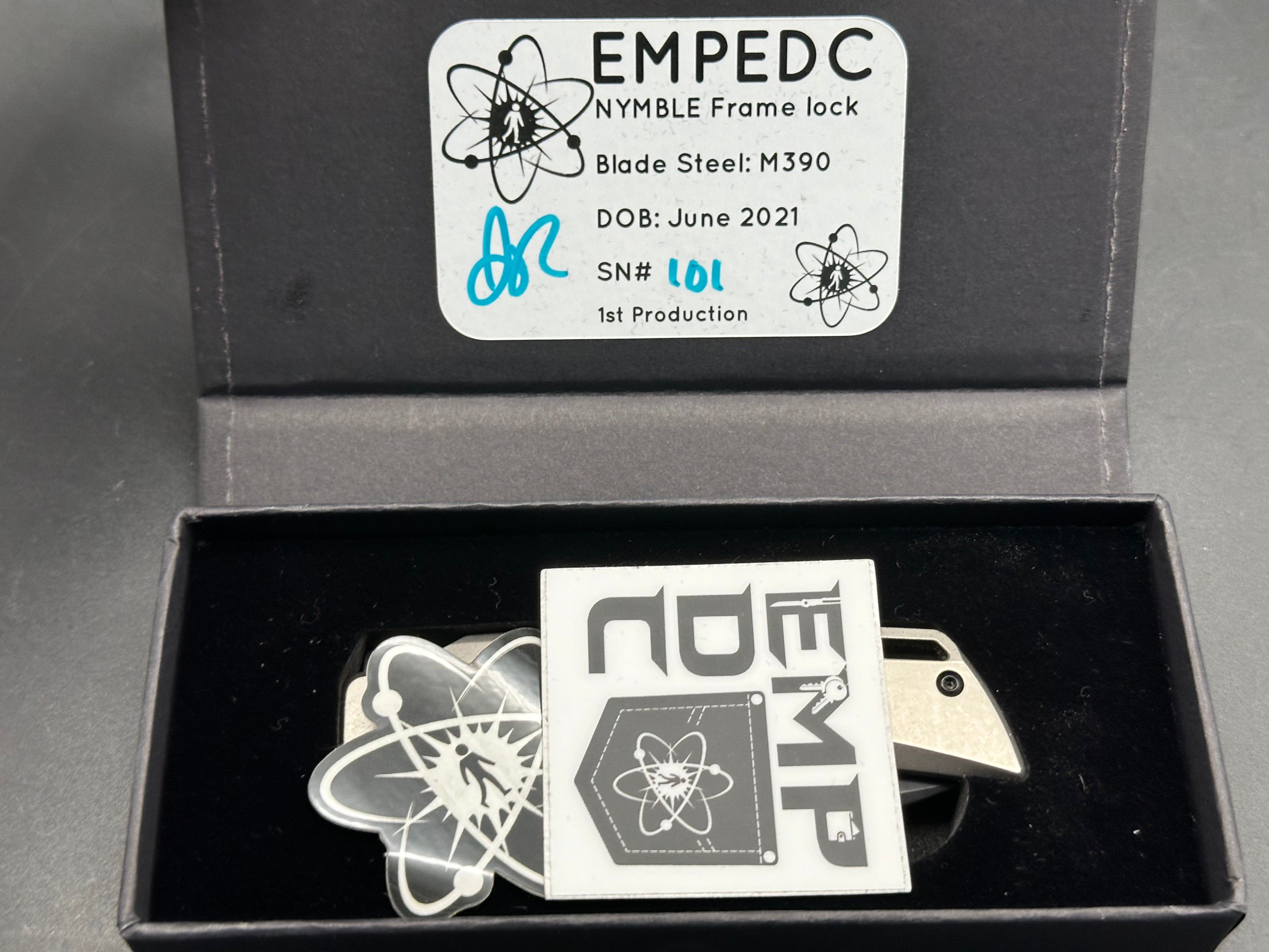 EMP EDC Nymble T 3.1 Folding Knife - M390 Premium Steel Blade & Stonewashed Titanium Handle - Perfect for Everyday Carry, Outdoor Adventures & Tactical Use