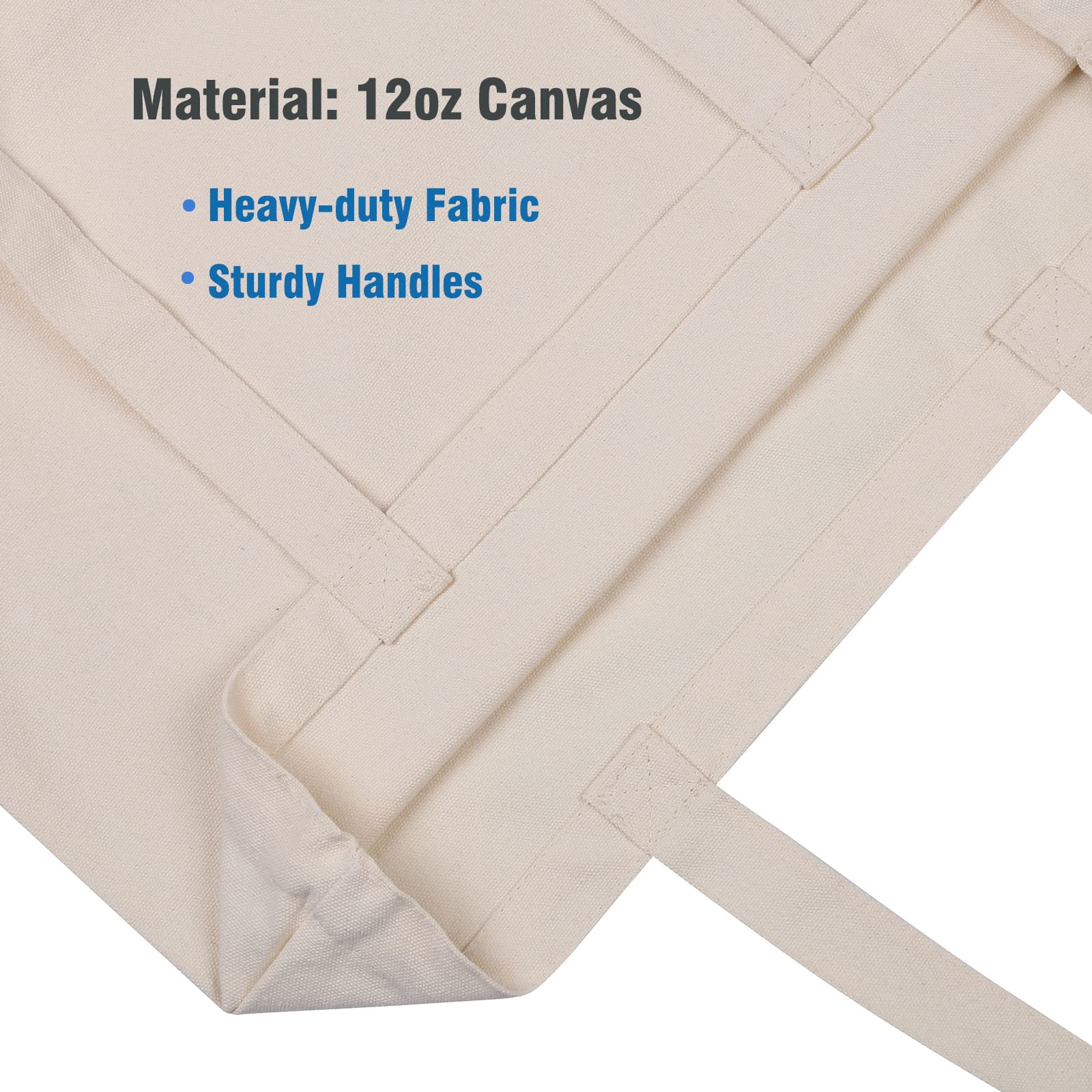 LAIGOO 2-Pack Large Plain Canvas Tote Bags with Sturdy Handles - 17.7 x 15 Inch Reusable Grocery Shopping Bags - Eco-Friendly Cotton Carryall for Groceries, Beach, Work & Daily Use