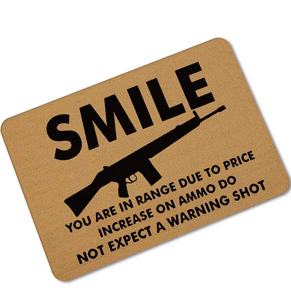 YQ Park Indoor Smile Gun Doormat - Super Absorbent Entryway Rug for High Traffic Areas, Non-Slip Doormat for Front Door, Porch & Mudroom - Perfect for Home, Office & Apartment Entrances