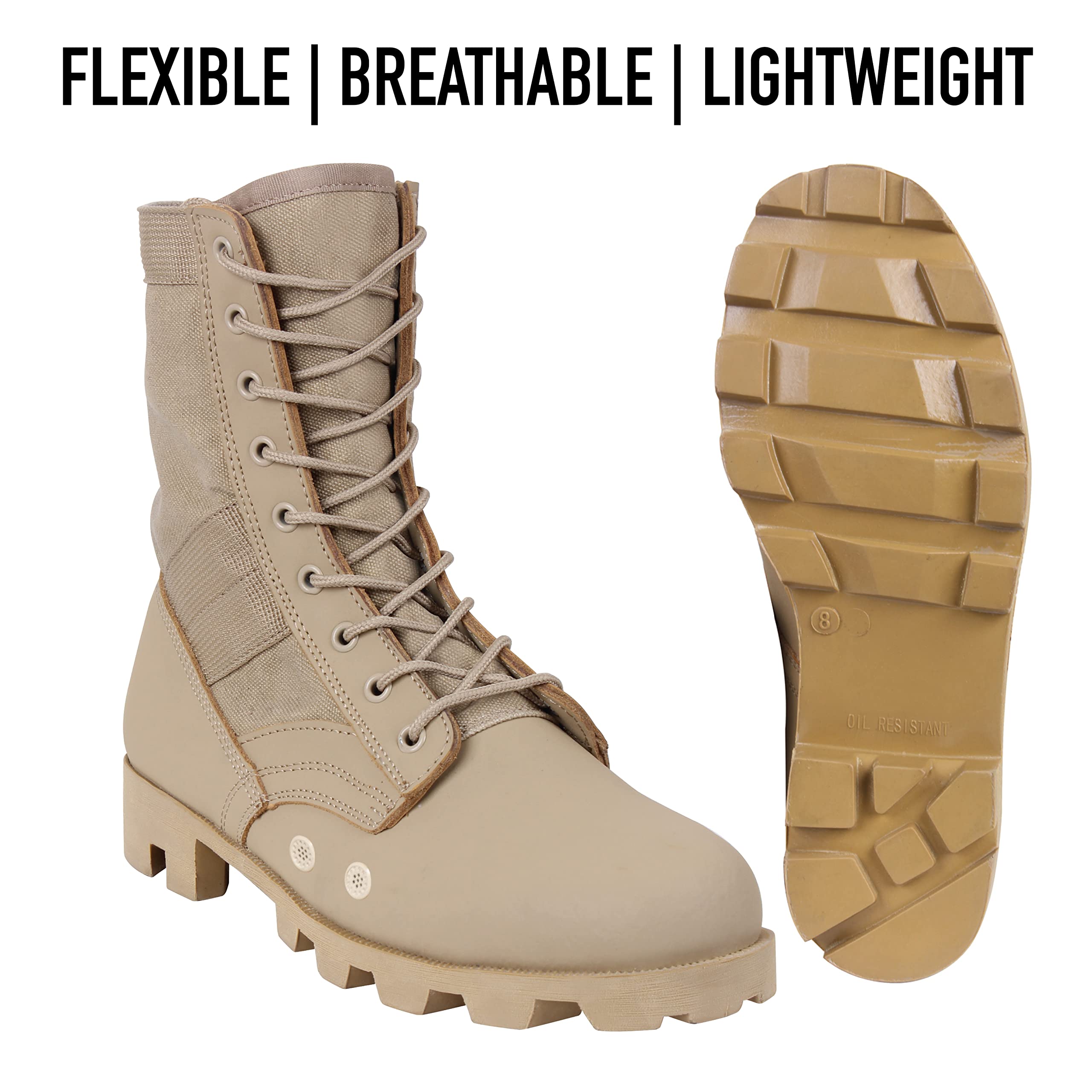 Rothco Military Jungle Boots - Durable Tactical Work Boots for Hiking, Outdoor & Combat Use - Waterproof Army Boots for Men (Perfect for Camping, Hunting & Heavy Duty Work)