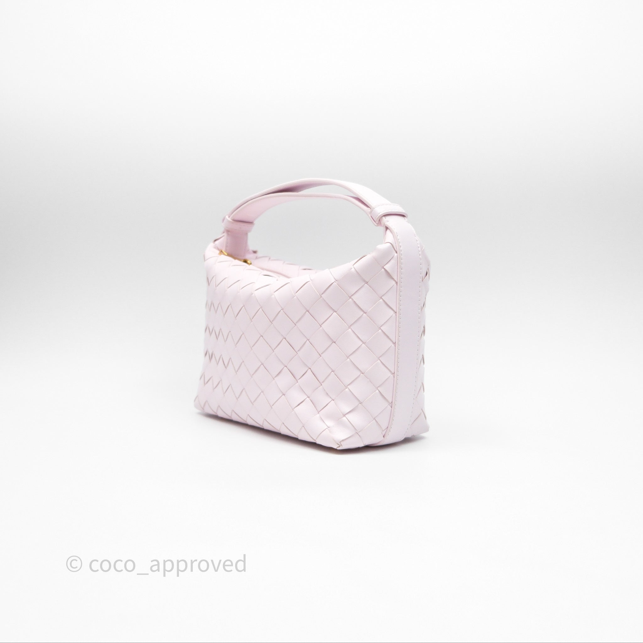 Bottega Veneta Wallace Pink Intrecciato Leather Crossbody Bag with Gold Hardware - Perfect for Women's Fashion, Date Night & Luxury Gift Giving