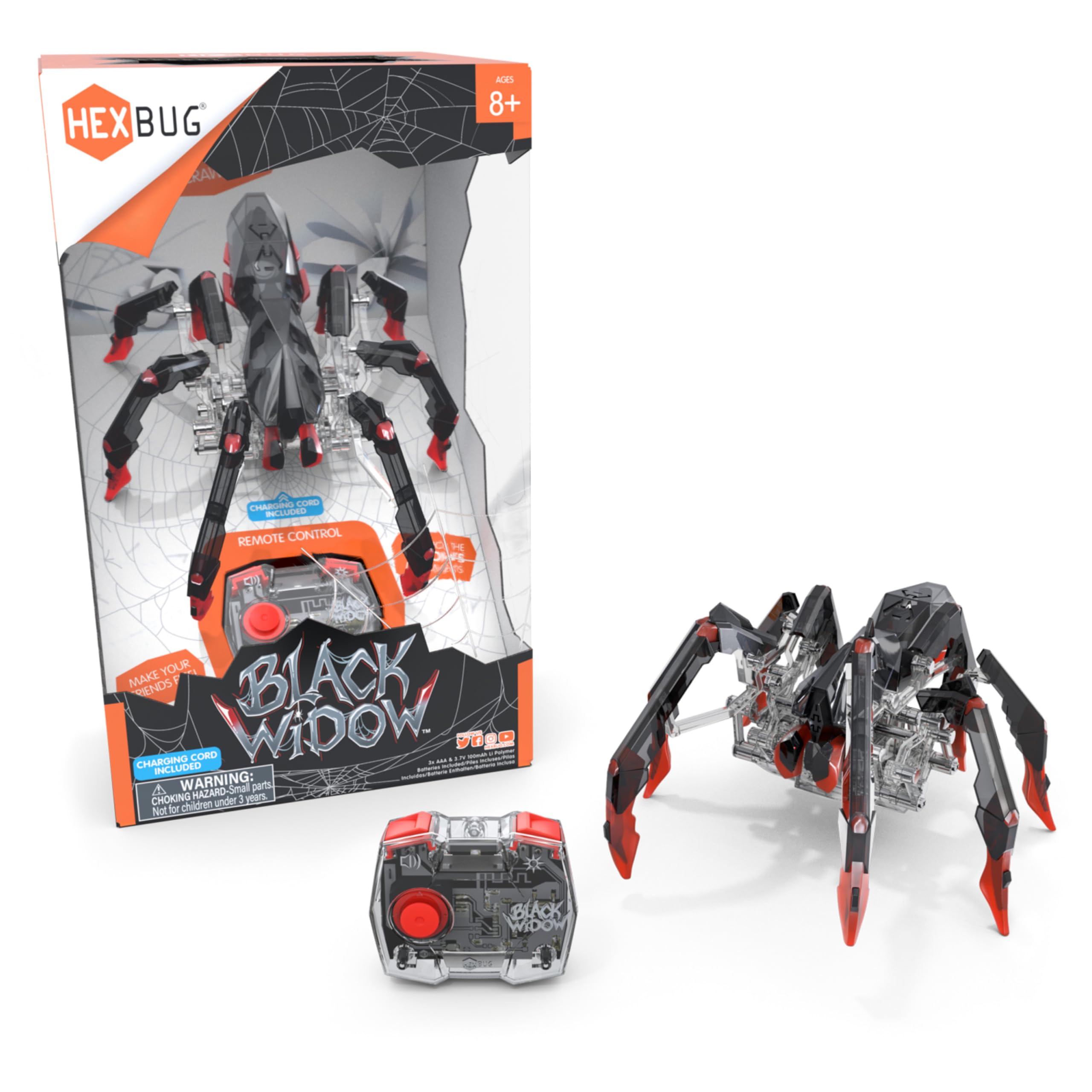 HEXBUG Remote Control Black Widow - Rechargeable Robotic Spider Toy for Kids Ages 8+, STEM Educational Toy with Adjustable Features for Boys & Girls | Perfect for Indoor Play, STEM Learning & Halloween Costume Accessory