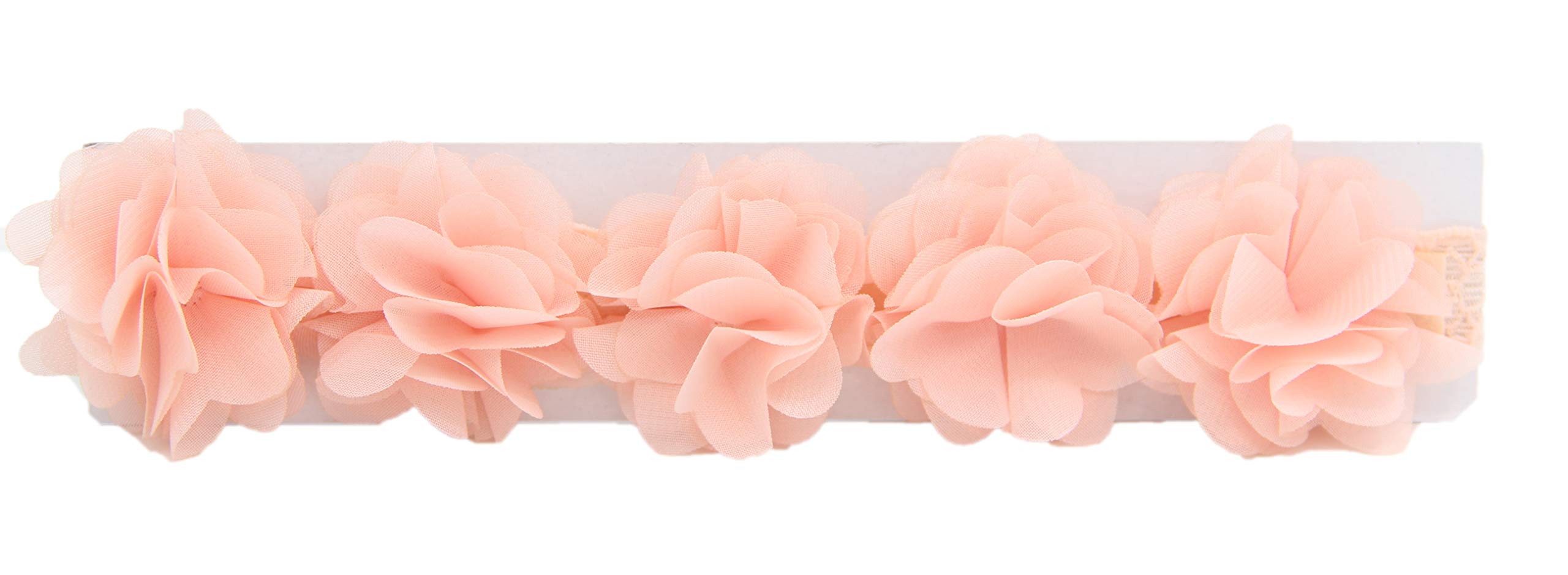 Baby Girls Elastic Chiffon Flower Headbands with Hand-Sewn Beads - Princess Hair Accessories for Birthday Parties, Photography & Special Occasions