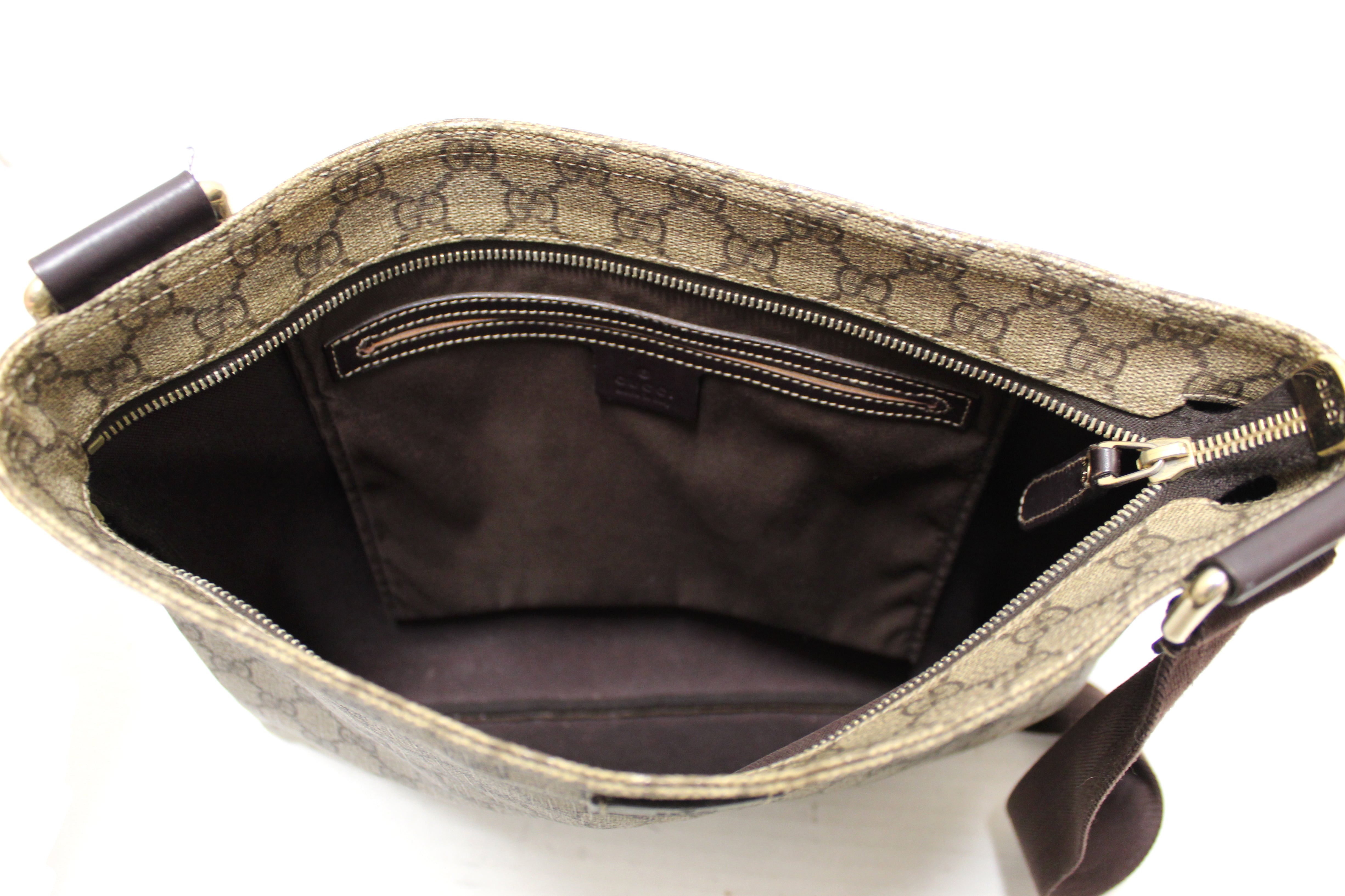 Authentic Gucci GG Monogram Coated Canvas Medium Messenger Bag 201446 - Luxury Crossbody Bag for Women, Perfect for Work, Travel & Everyday Use
