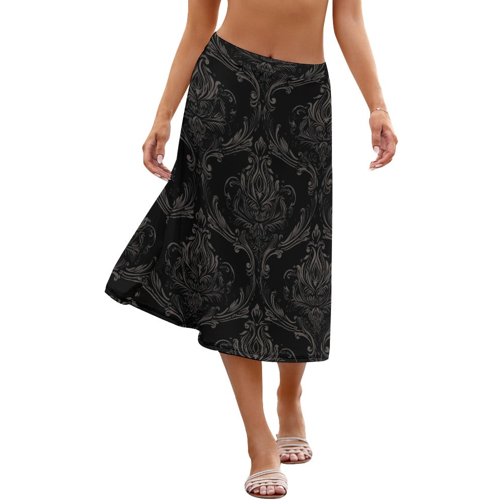 Gothic Black Skirt for Women - Elegant High Waist A-Line Skirt with Lace Trim | Perfect for Halloween, Cosplay, Gothic Fashion & Night Out