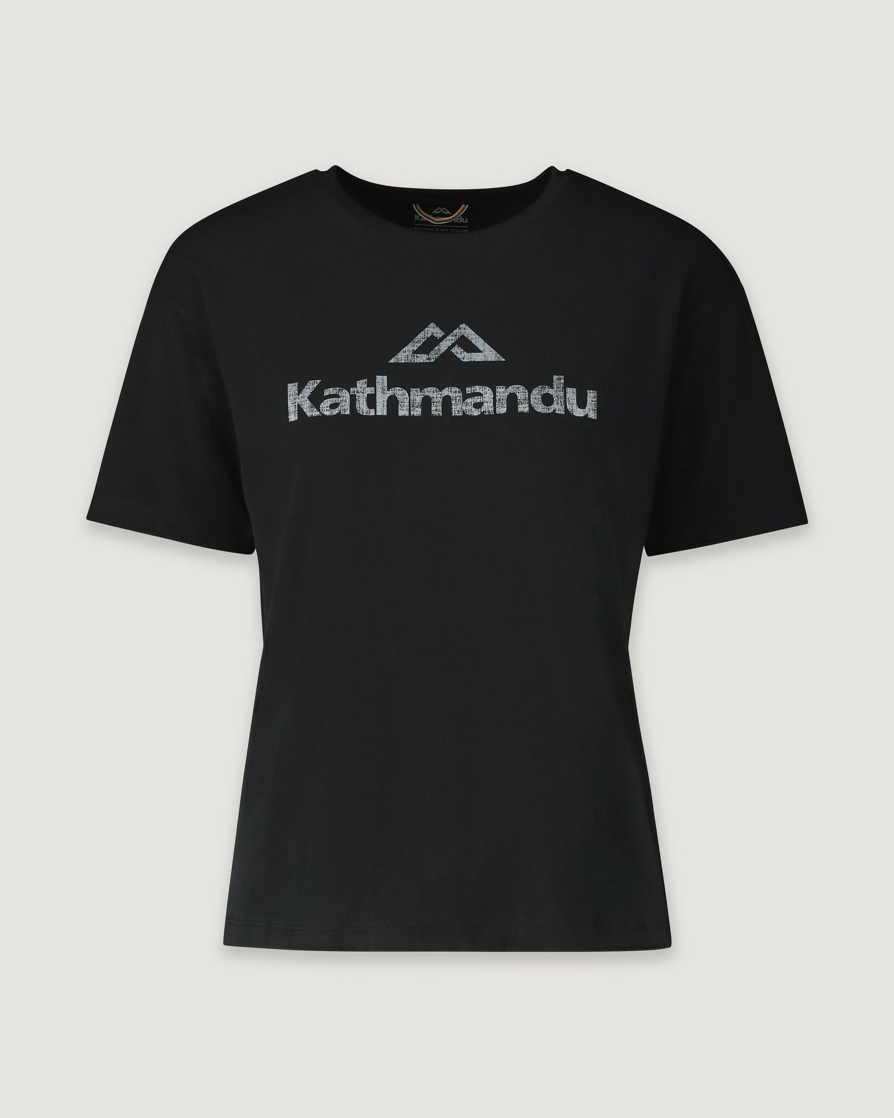 Kathmandu Logo Women's Short Sleeve T-Shirt - Breathable Cotton Tee for Casual Wear & Outdoor Activities - Black Stingray Color