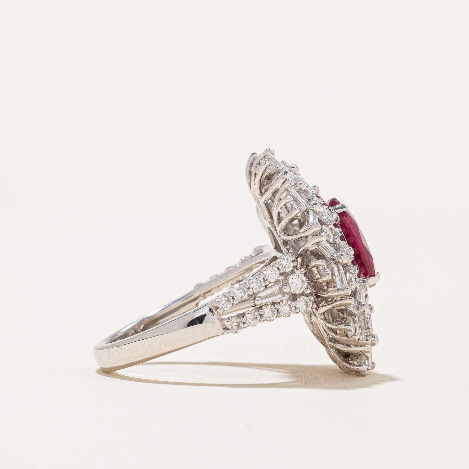GRS Certified Unheated Ruby & Diamond Cocktail Ring & Pendant Set - 2.16ct Ruby & 1.55ctw Diamonds - Size 6.5 - Elegant Jewelry for Parties, Weddings & Special Occasions