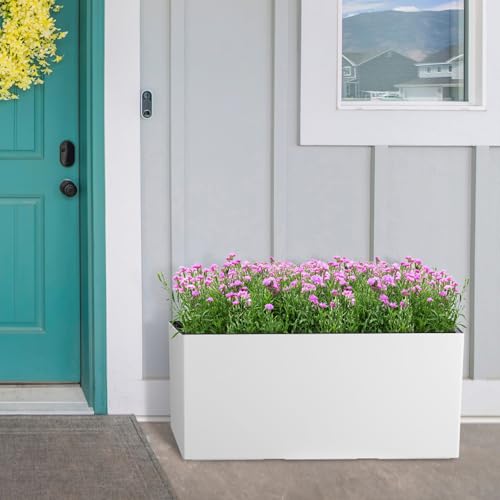 GARVEE 31 Inch Outdoor Planters Set of 2 - Self Watering Tall Planters with Wheels, Water Level Indicator & Drainage Holes - Large Decorative Flower Pots for Patio, Porch, Garden - Perfect for Herbs, Flowers & Small Trees