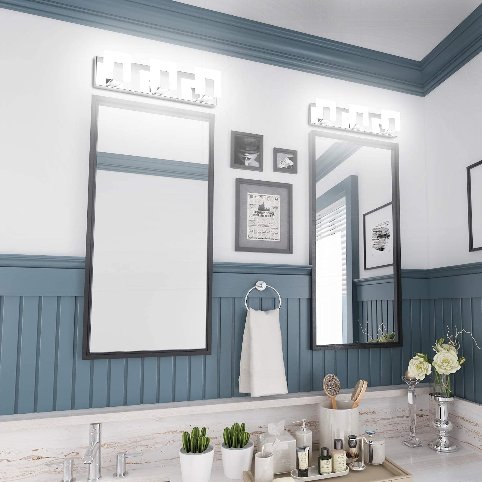 Modern LED Vanity Light for Bathroom - Frosted White Acrylic Up/Down Wall Light Fixture - Perfect for Mirror Lighting & Bathroom Decor