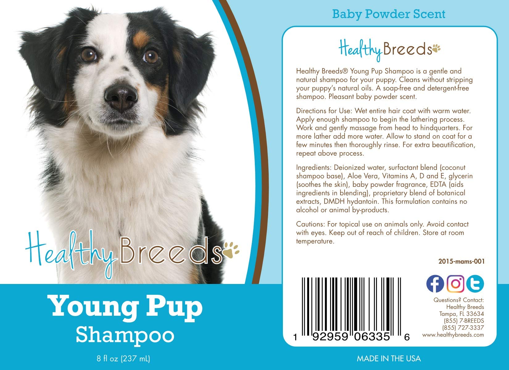 Healthy Breeds Miniature American Shepherd Puppy Shampoo - 8 oz Gentle Tear-Free Formula for Sensitive Skin - Perfect for Bathing, Grooming & Coat Care