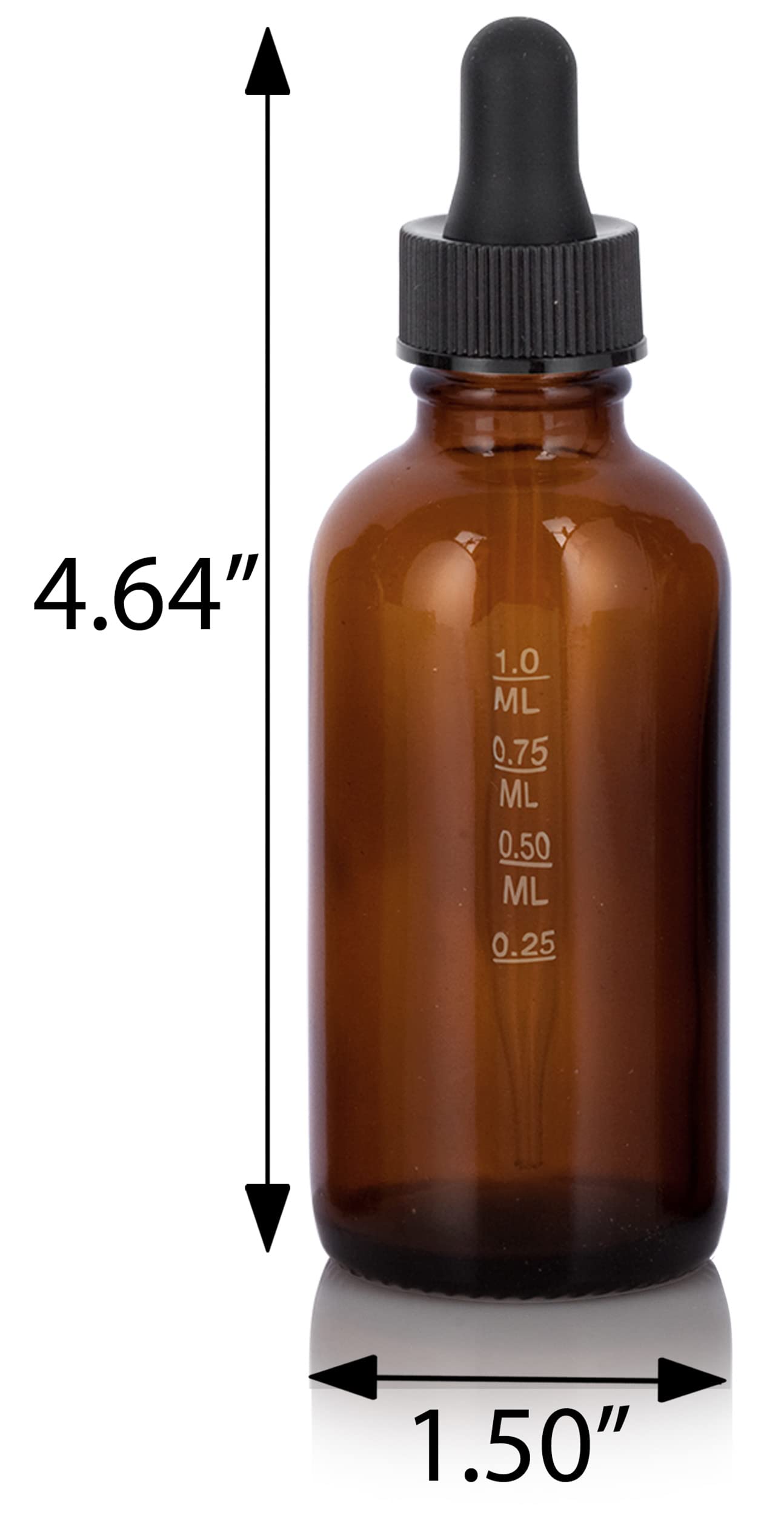 JUVITUS 2 oz Amber Glass Boston Round Bottles with Graduated Measurement & Dropper - 12 Pack with Free Funnel - Essential for Essential Oils, CBD, Tinctures & DIY Beauty Products