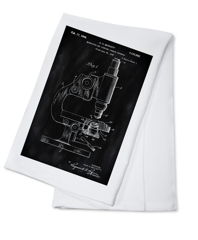 Premium Blackboard Patent Microscope Print Tea Towel - 100% Cotton Decorative Hand Towel for Kitchen, Bathroom & Home Decor - Perfect for Gifts, Dish Drying & Decorative Accents