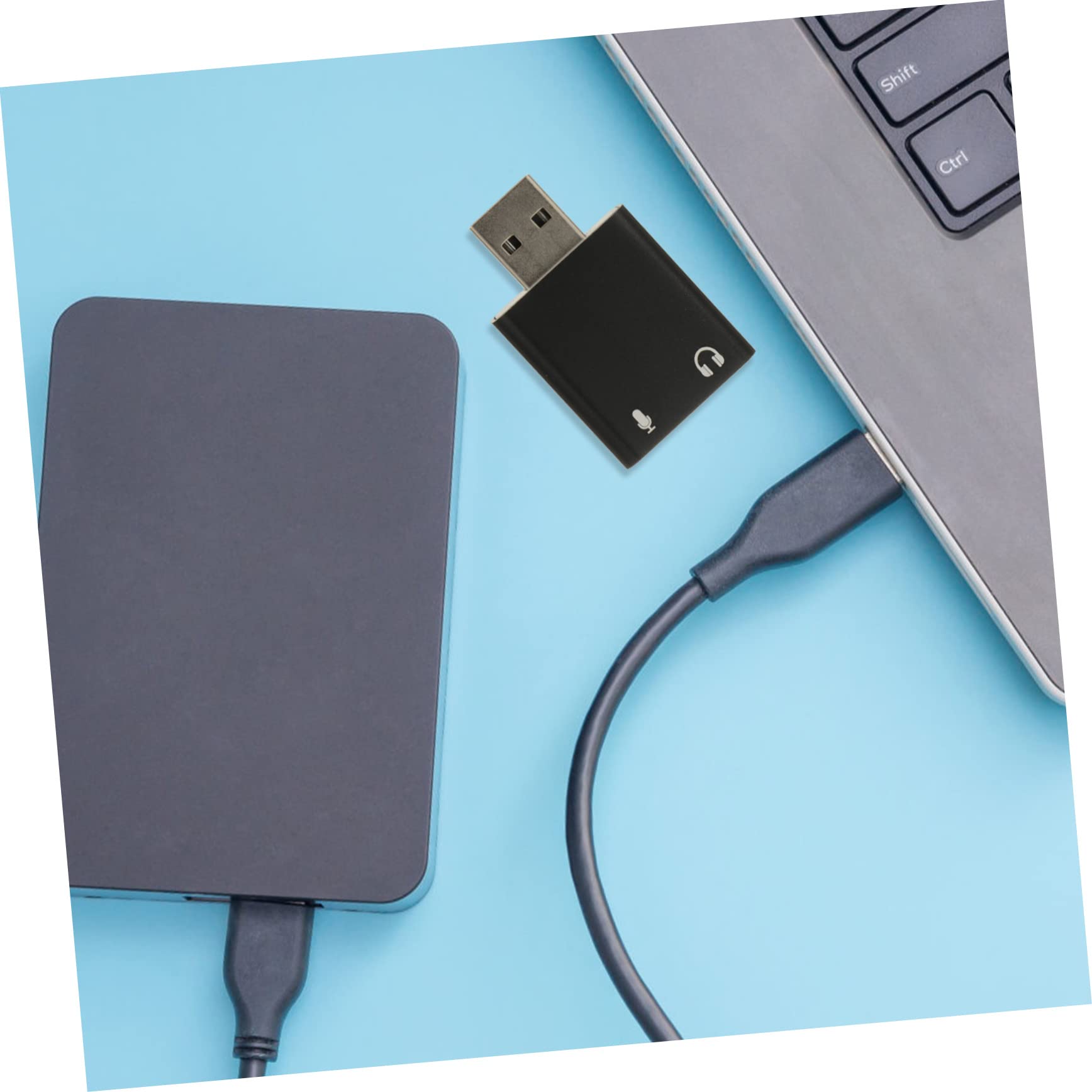 Uonlytech USB External Sound Card Adapter - Mini Stereo Sound for Laptop & Headphones - Portable Aluminum Alloy Design for Gaming & Calls