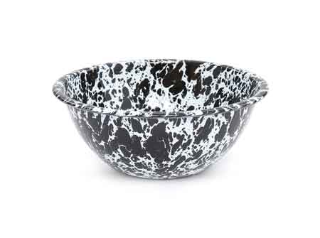 Crow Canyon 2 Quart Black Marble Enamelware Serving Bowl - Perfect for Salads, Pasta & Family Dinners