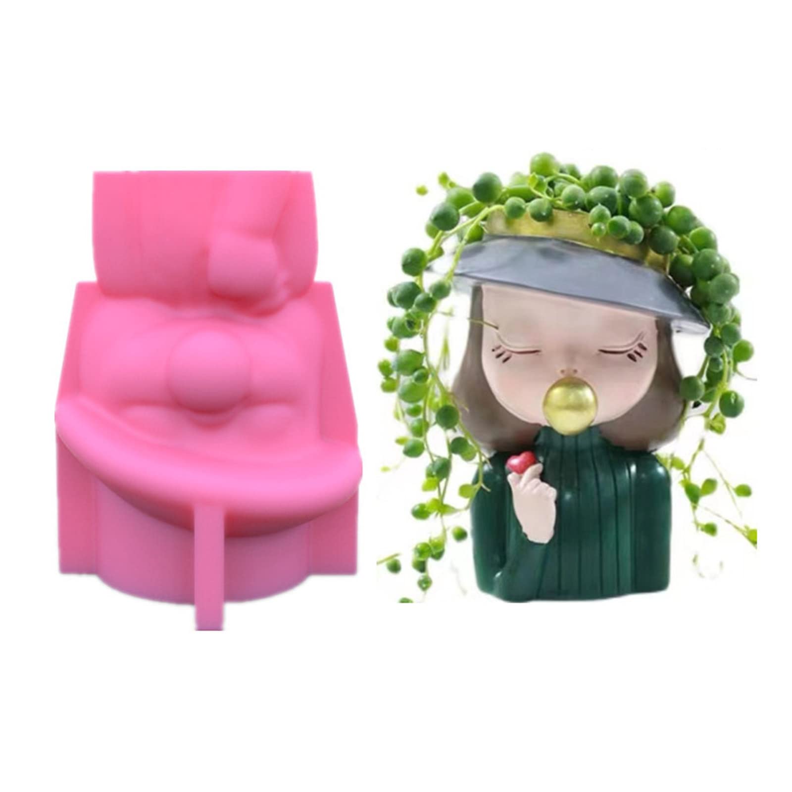 Girl Blowing Bubbles Concrete Flower Pot Mold - Succulent Planter & Epoxy Resin Cement Clay Mould for DIY Garden Decor, Home Planting & Craft Projects