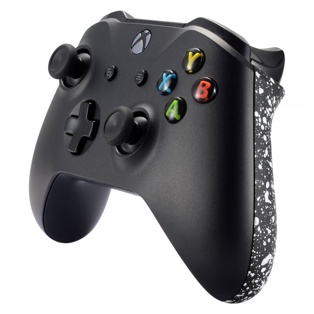 eXtremeRate Textured White Back Panels & Non-Slip Side Rails for Xbox One X/S Controller - 3D Splashing Handles, Grip Improvement & Repair Parts | Perfect for Gaming, Streaming & Esports Tournaments