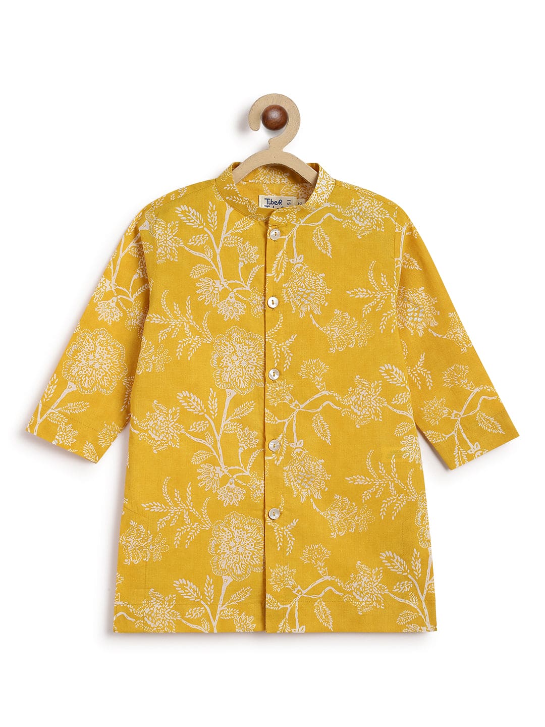 **Pre-Order: Baby Boy Floral Kurta Pyjama Set in Yellow – Perfect for Festivals, Parties & Family Gatherings**
