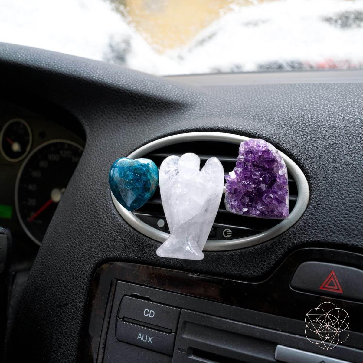 Guardian Angel Car Crystals for Protection - Spiritual Car Charm Ornament & Vent Accessory - Healing Crystal Gift for Women - Perfect for Safe Travel & Positive Energy in Your Vehicle