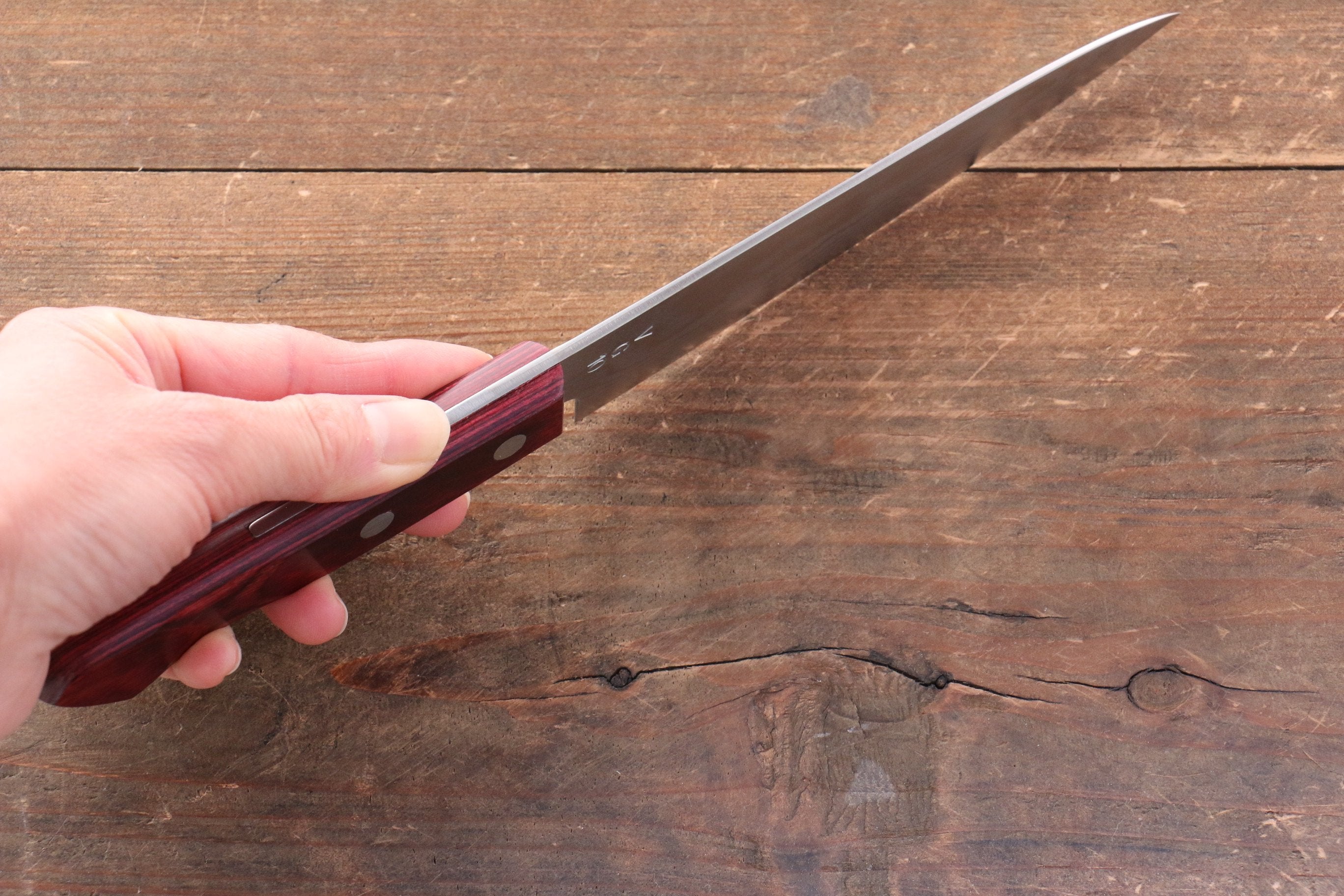 VG10 Damascus Petty Utility Knife 135mm - Japanese Kitchen Knife with Red Pakka Wood Handle - Perfect for Slicing, Peeling & Precision Cutting Fruits, Vegetables & Meat