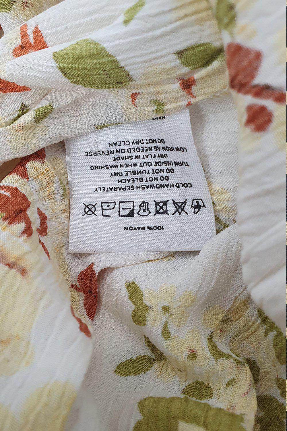 FAITHFULL THE BRAND Off White Goldie Floral Rafa Midi Dress - Women's Summer Floral Print Dress (Size AU 8 | US 4 | UK 8) - Perfect for Beach Vacations, Garden Parties & Date Nights