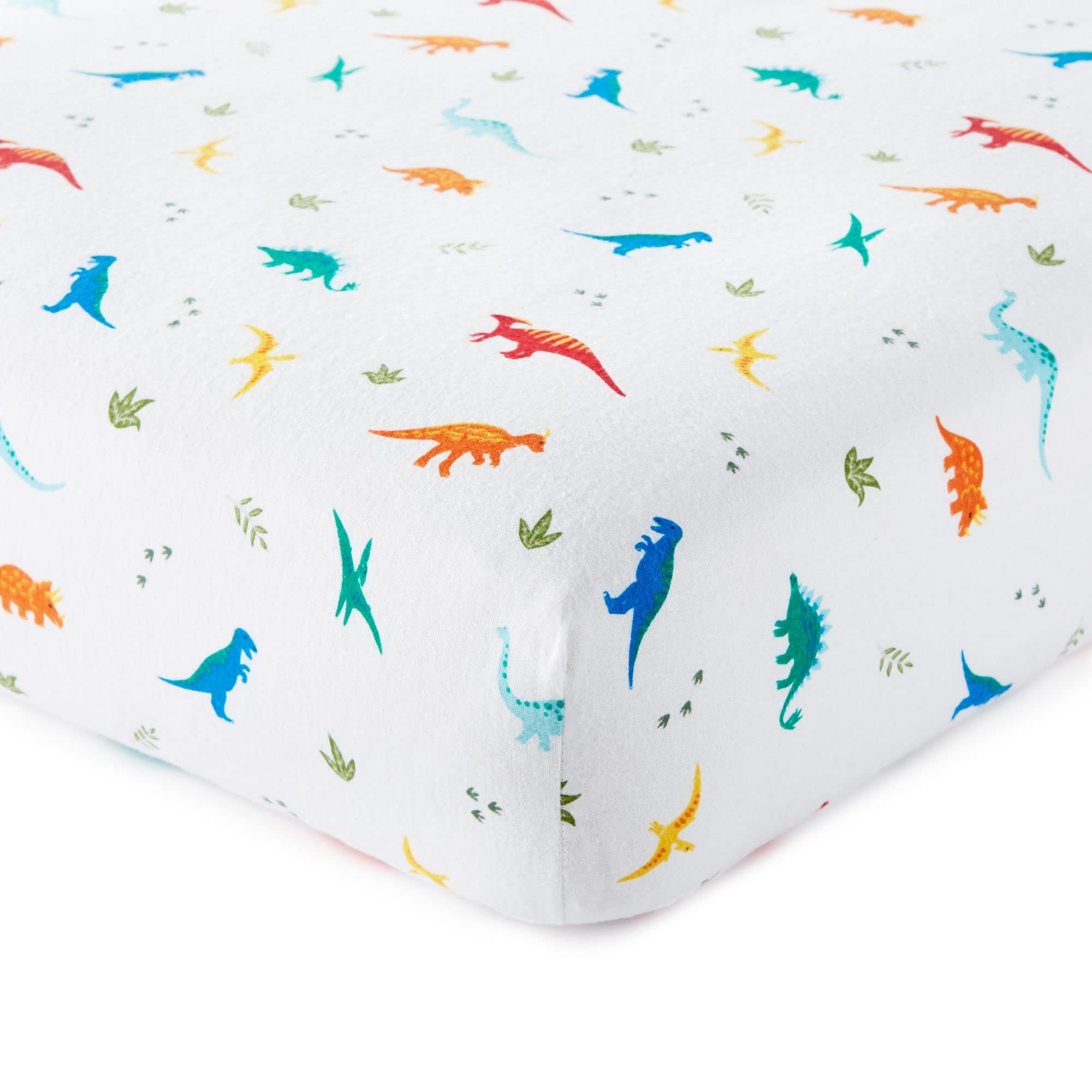 Wildkin 100% Cotton Flannel Toddler Sheet Set - Soft Dinosaur Themed Bedding for Boys & Girls (Top Sheet, Fitted Sheet, Pillowcase) - Perfect for Nursery, Daycare & Cozy Bedtime Comfort (Jurassic Dinosaur Print)