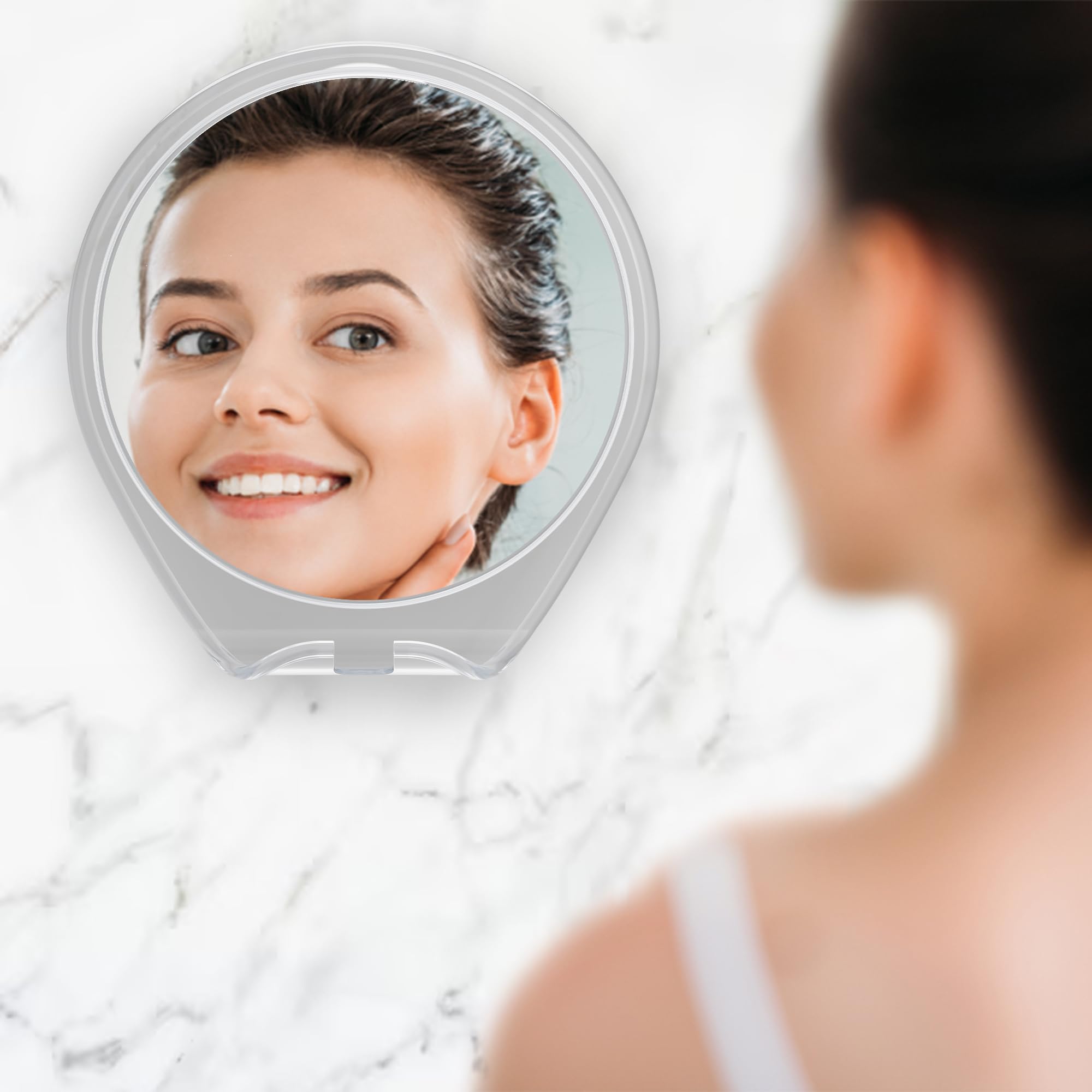 HONEYBULL Anti-Fog Shower Mirror with Suction Cup & Razor Holder - Fogless Bathroom Mirror for Shaving, Grooming & Makeup - Perfect Shower Accessory for Men & Women - White