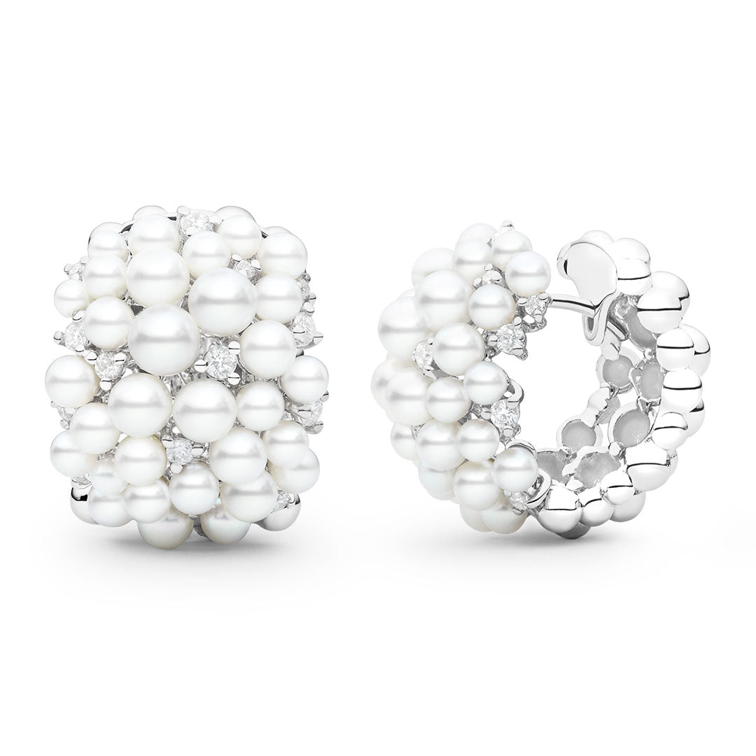 Paul Morelli Large Lagrange Pearl Snap Hoop Earrings - Elegant Pearl Dangle Earrings for Women, 18K Gold Plated, Perfect for Weddings, Parties & Special Occasions