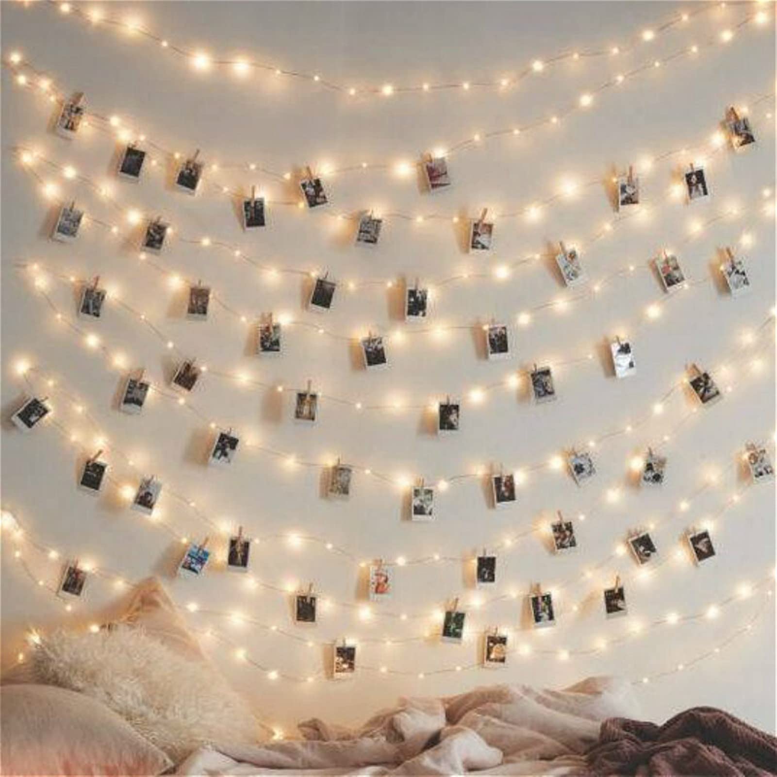 YYOUHE 20/50/100 LED String Lights with 10 Clips - USB/Battery Powered Fairy Lights for Christmas, Wedding, Party, Room & Outdoor Decor - Warm White (10m USB) - Perfect for Holiday, Bedroom, Garden & Photo Backdrop