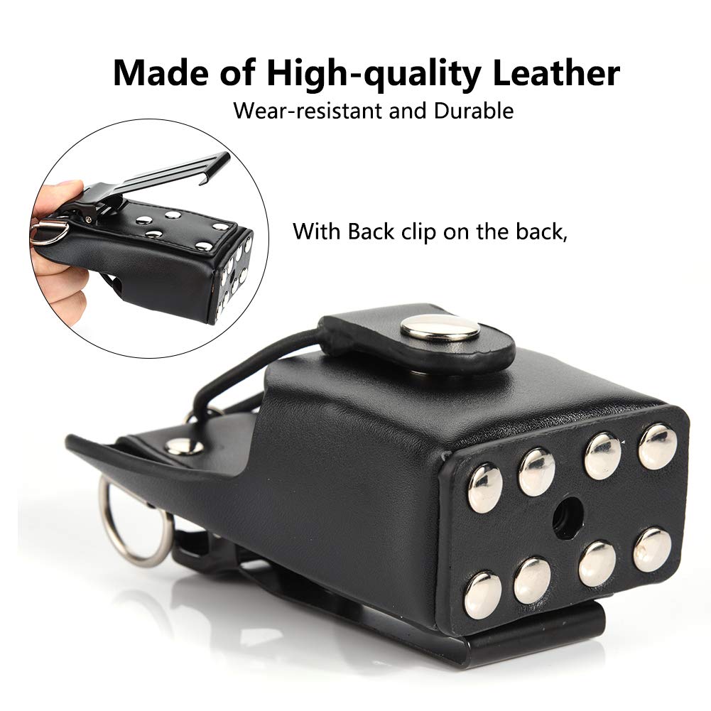 Bewinner PU Leather Radio Bag Case Cover for Motorola GP328plus GP338plug GP344 GP388 Walkie Talkie with Lanyard & Back Clip - Durable Protective Pouch for Construction, Security, Outdoor Adventures