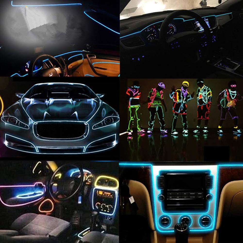 ABALDI 5M/16FT Flexible LED Car Interior Lights - 12V Neon Tube Light Strip for Car Decor (Ice Blue) | Under Dash, Footwell, Door Trim & Interior Accent Lighting