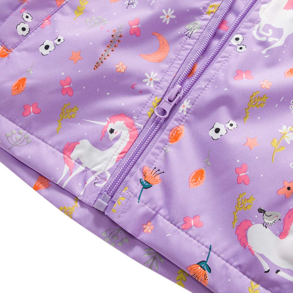 **Girls Waterproof Rain Jacket with Fleece Liner - Windproof Kids Raincoat for Outdoor Play, School & Hiking**
