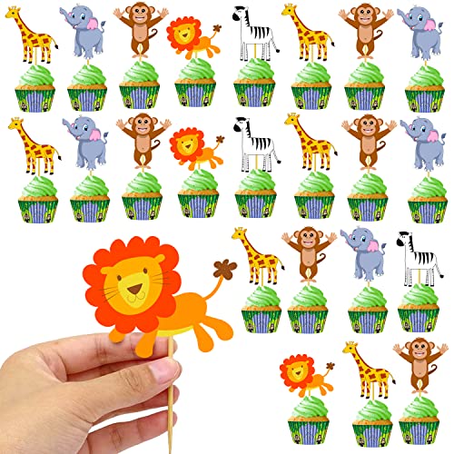 Jungle Theme Cake Topper - 25 Pcs