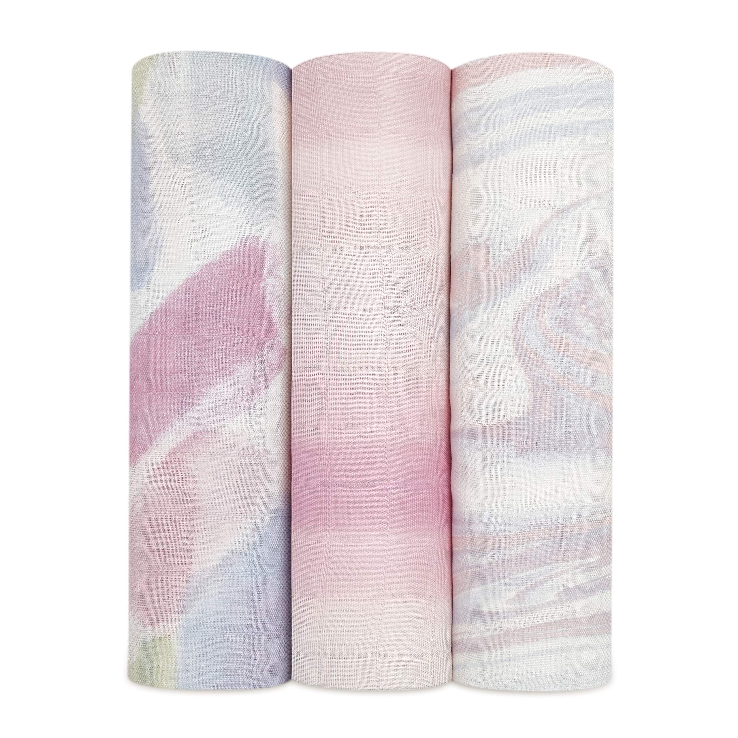 Aden + Anais Silky Soft Swaddle Blanket - 3 Pack Boutique Muslin Baby Blankets for Newborns & Infants | Ultra Breathable & Gentle for Girls & Boys | Perfect Baby Shower Gift & Nursery Essential | Ideal for Swaddling, Stroller, Nursing & Playtime