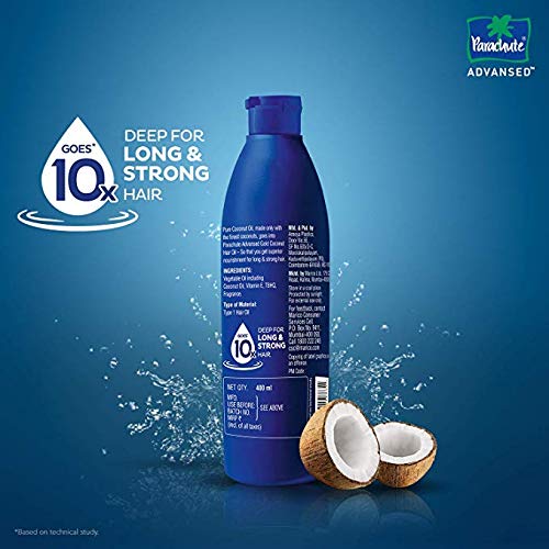 Parachute Advanced Gold Coconut Hair Oil, 280ml - 100% Pure Coconut Oil for Hair Growth & Shine - Perfect for Daily Hair Care, Scalp Massage & Deep Conditioning