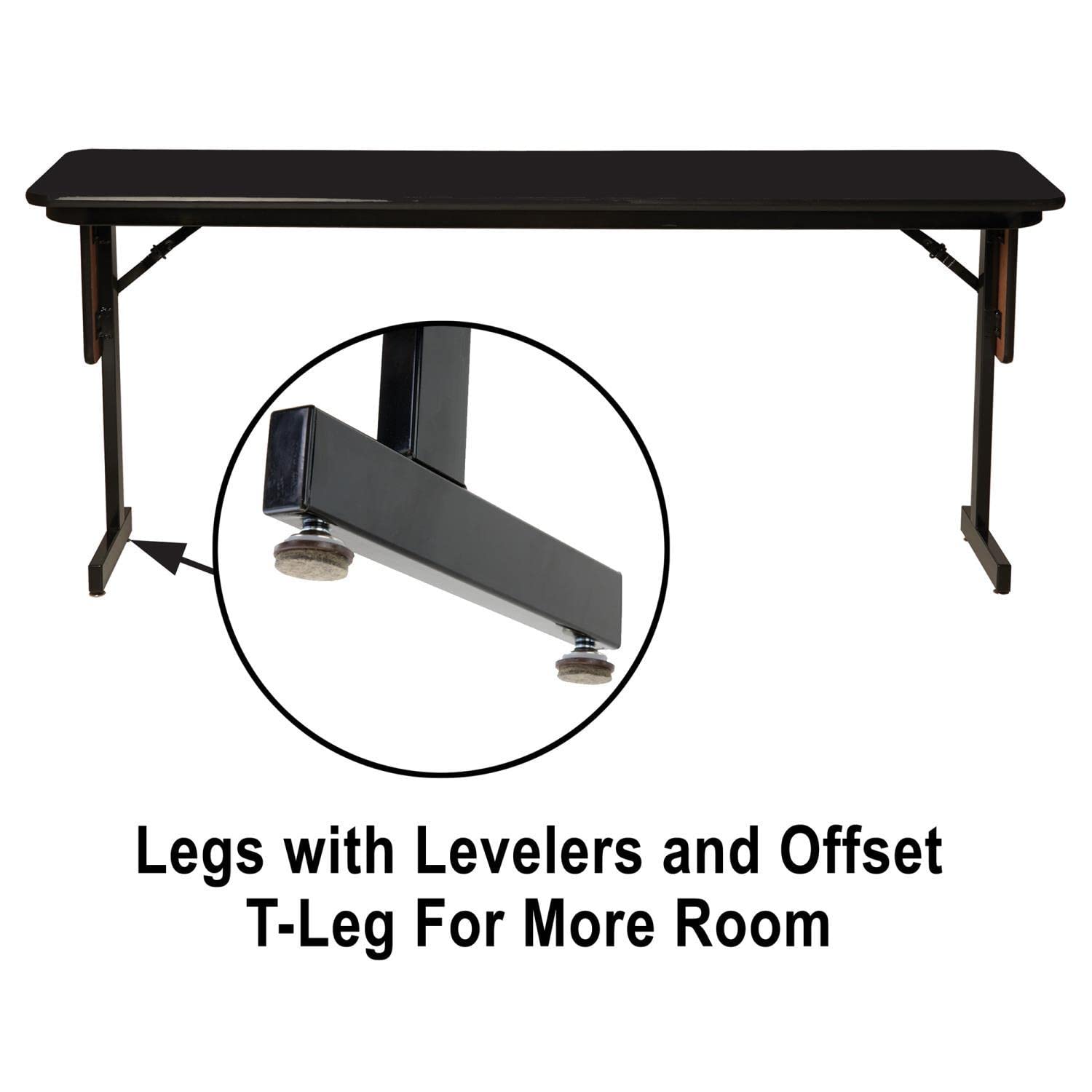 SP 18x60 Modern Metal and Wood Folding Conference Table - Black Granite Finish | Perfect for Meetings, Events & Home Office